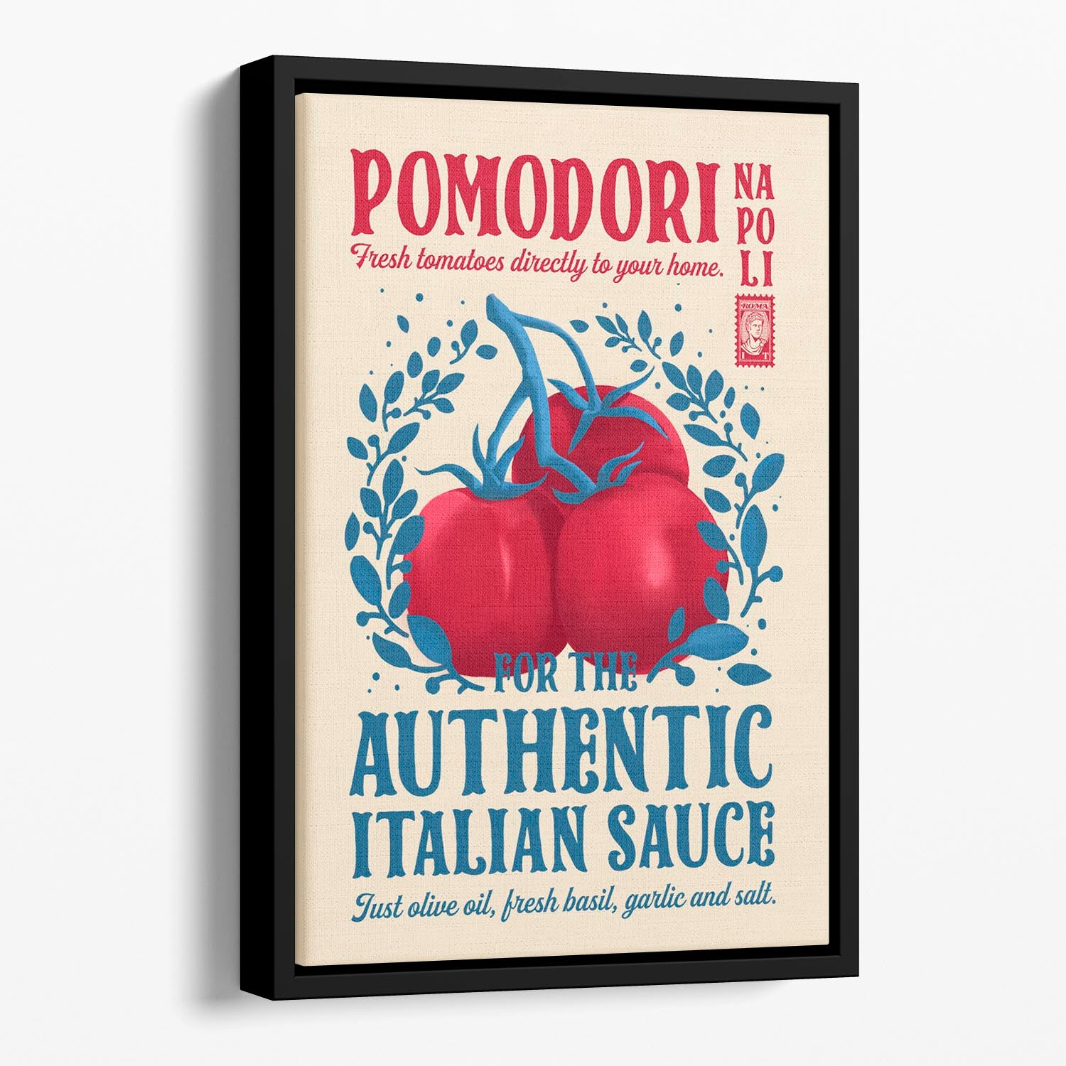 Pomodori Kitchen print Floating Framed Canvas - Canvas Art Rocks - 1