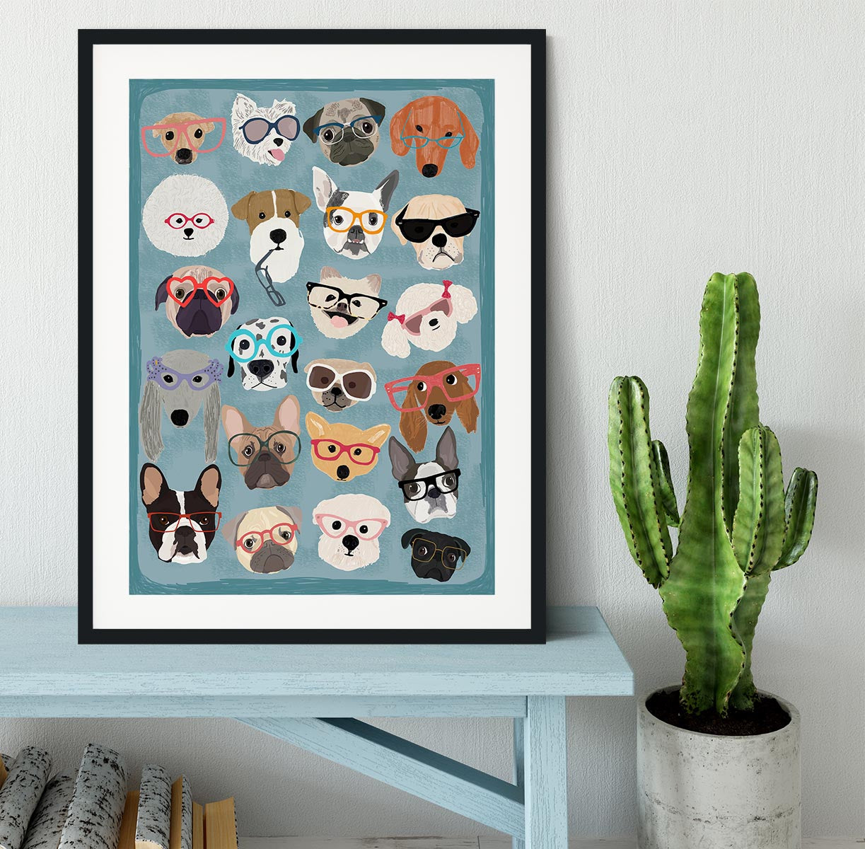 Puzzle Dogs In Glasses Framed Print - 1x - 1