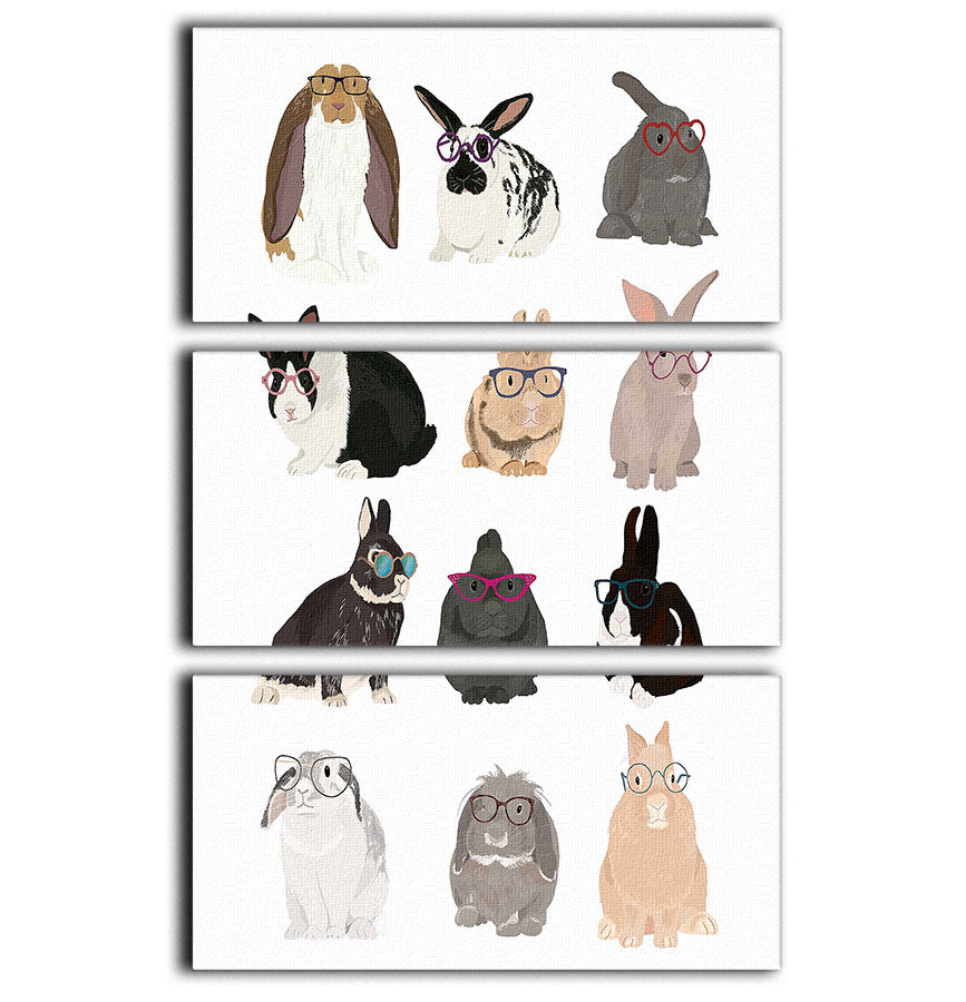 Rabbit Family 3 Split Panel Canvas Print - 1x - 1