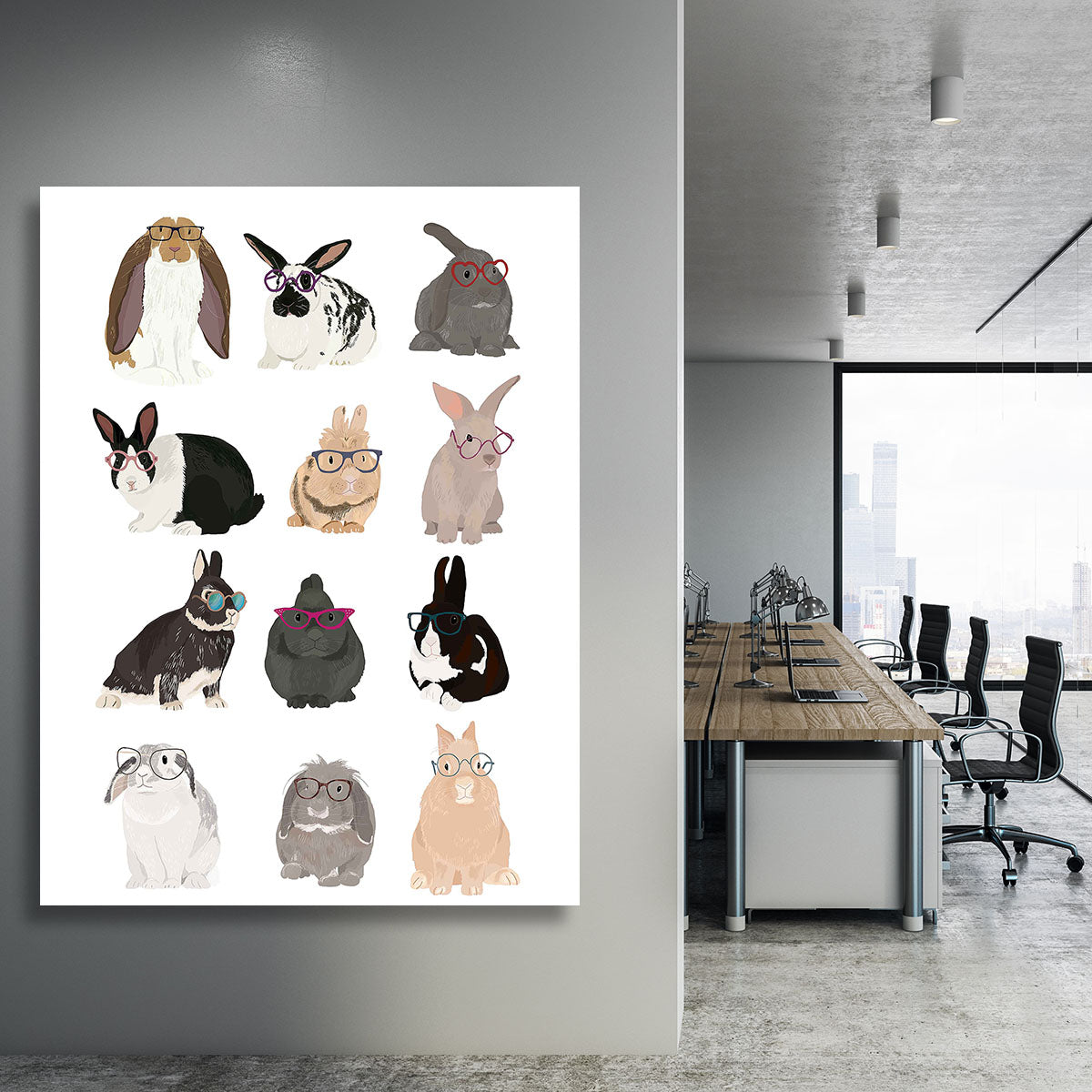 Rabbit Family Canvas Print or Poster - 1x - 3