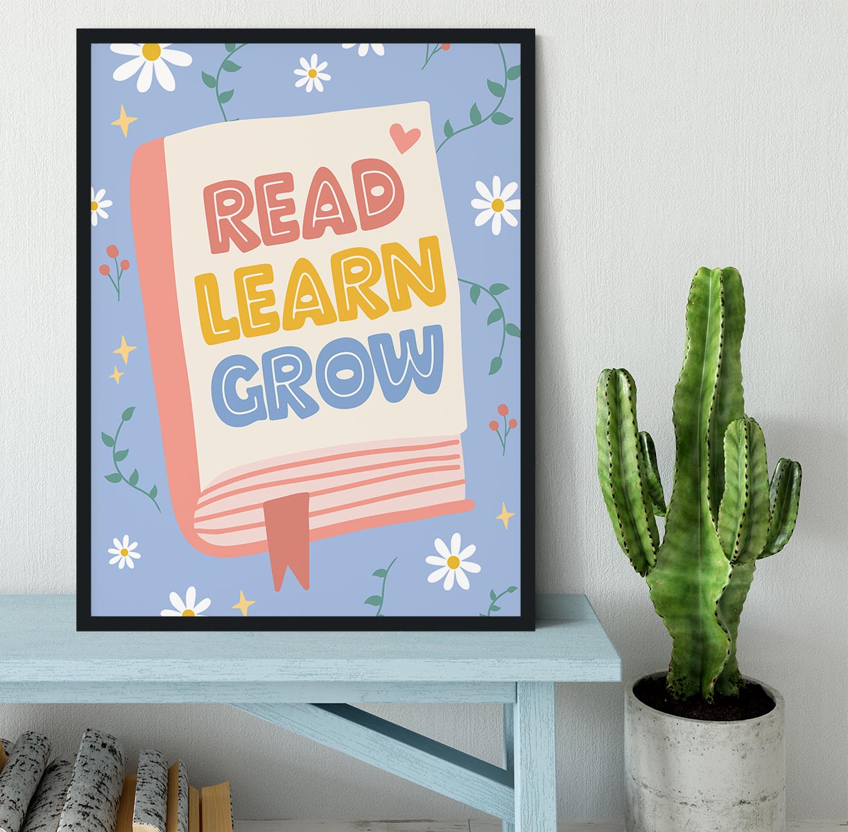 Read Learn Grow Framed Print - Canvas Art Rocks - 2