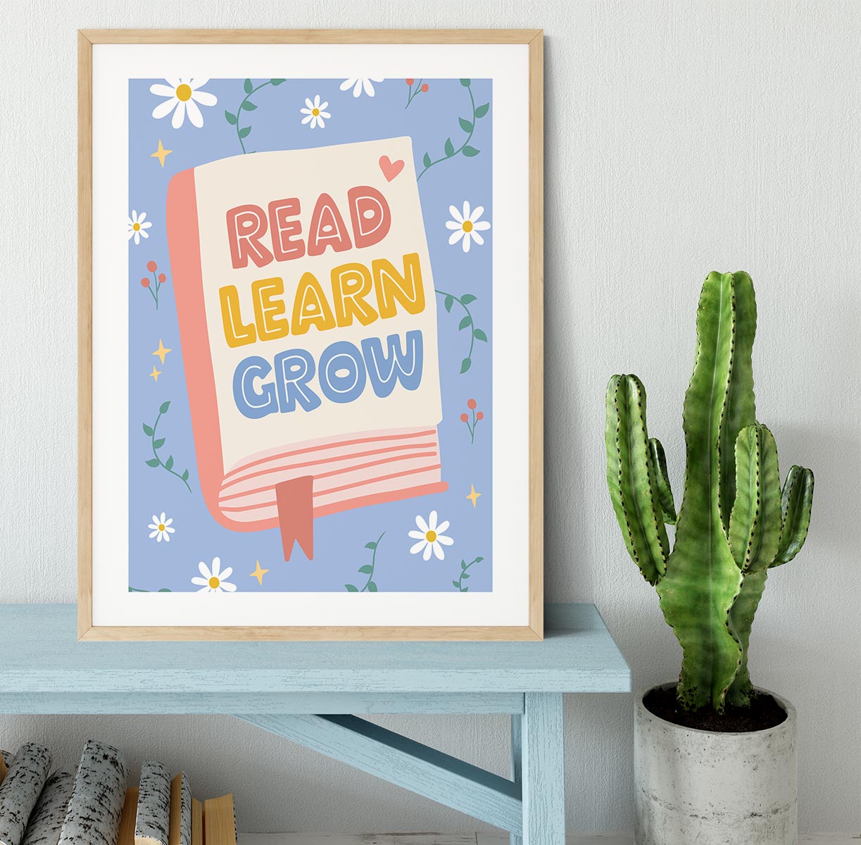 Read Learn Grow Framed Print - Canvas Art Rocks - 3