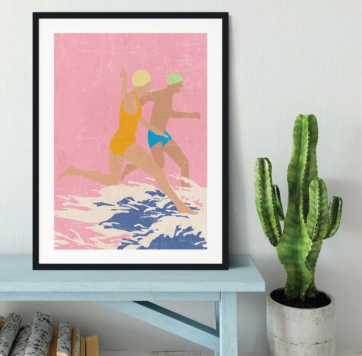 Running Swimmers pink Framed Print - 1x - 1