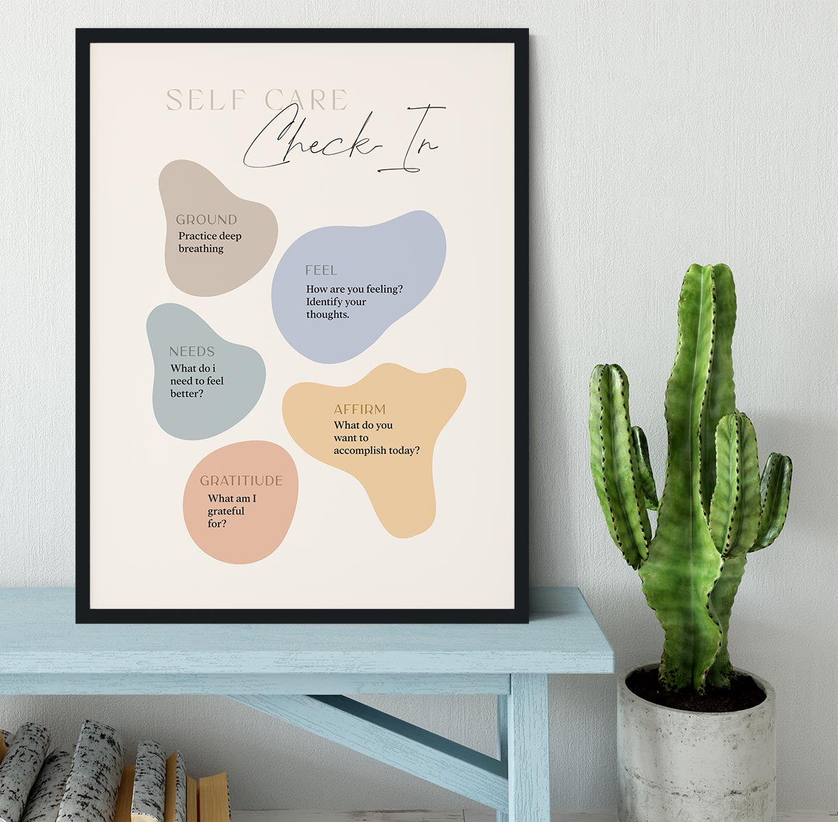 Self Care Checkin 5 Steps Framed Print - Canvas Art Rocks - 2