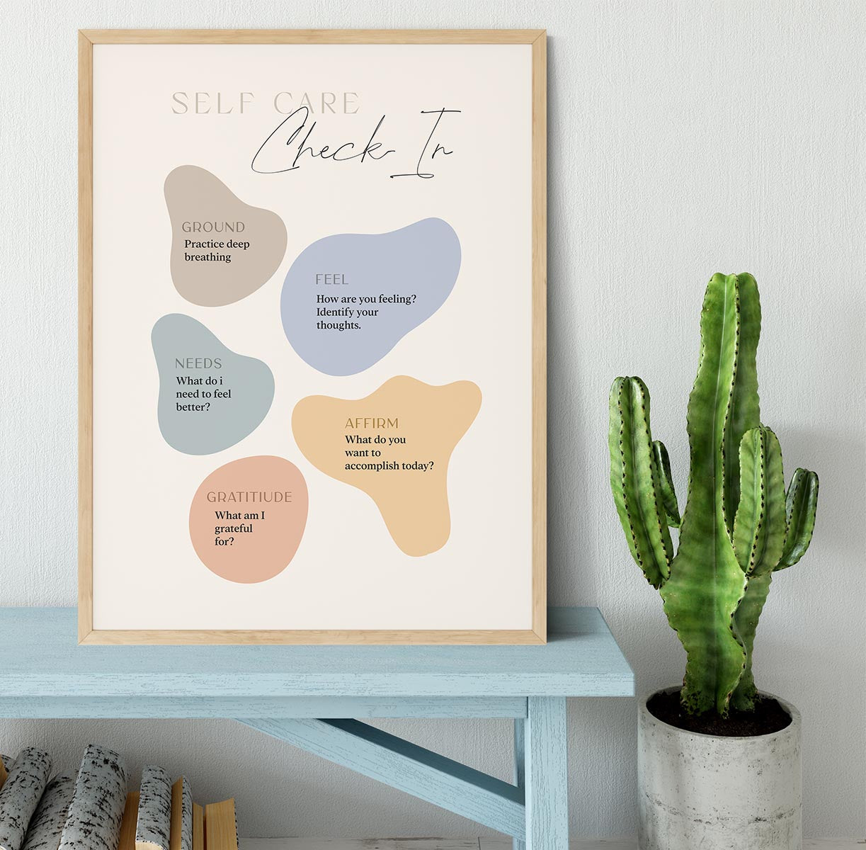 Self Care Checkin 5 Steps Framed Print - Canvas Art Rocks - 4