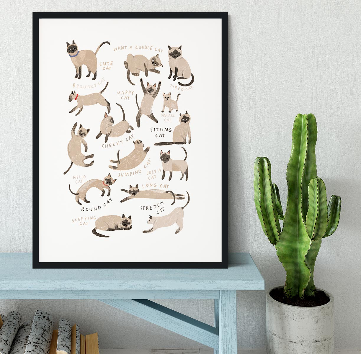 Siamese Cat Print Framed Print - 1x - 1