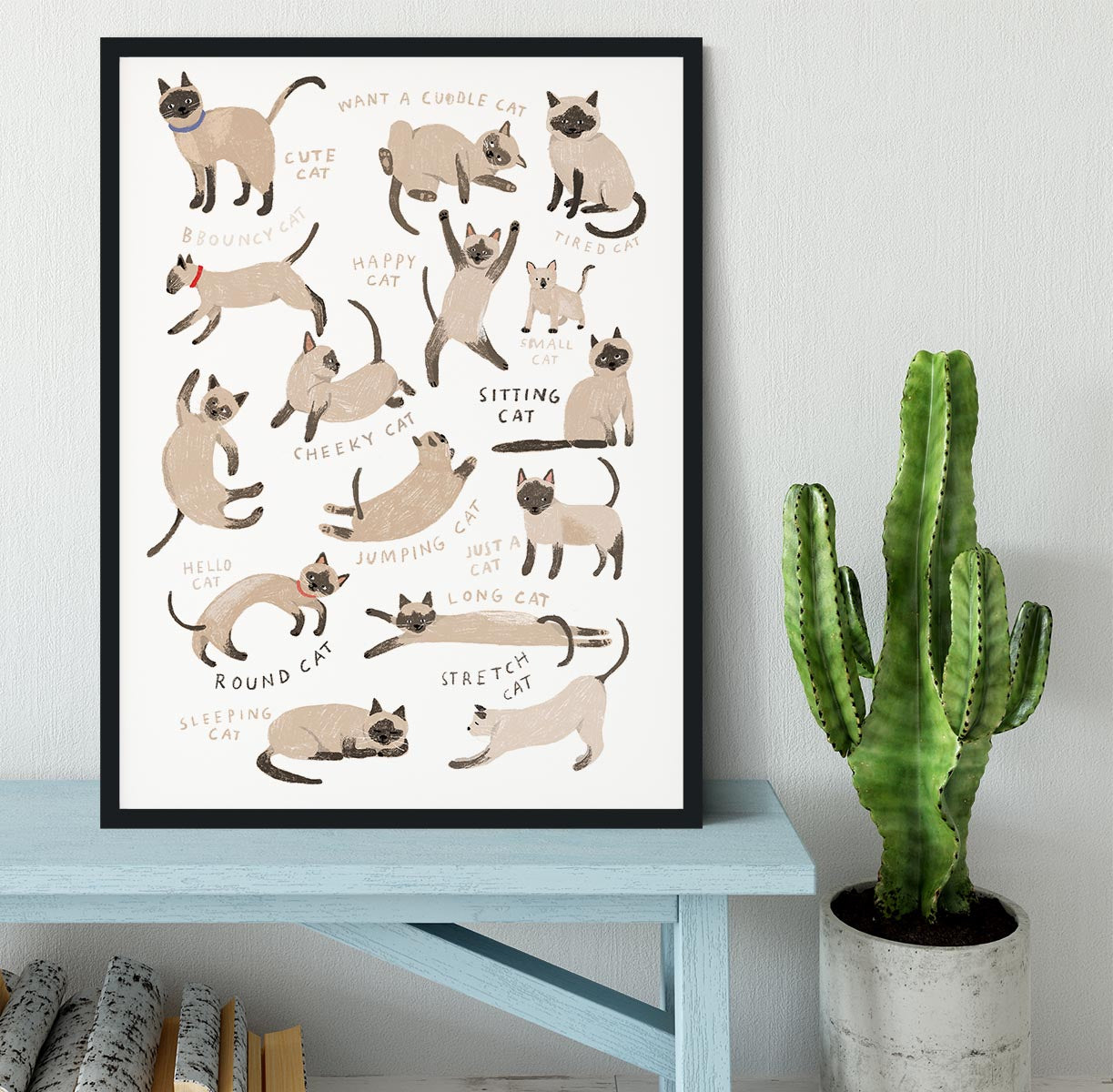 Siamese Cat Print Framed Print - 1x - 2