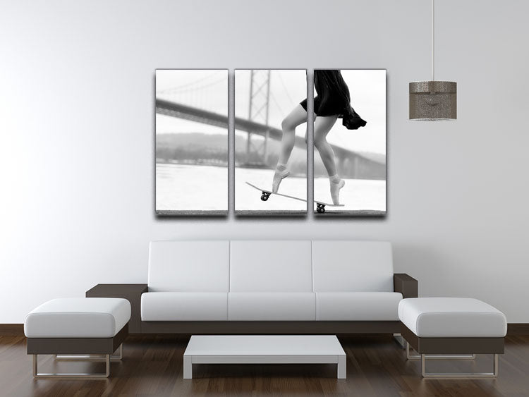 Skater Girl 3 Split Panel Canvas Print - 1x - 3