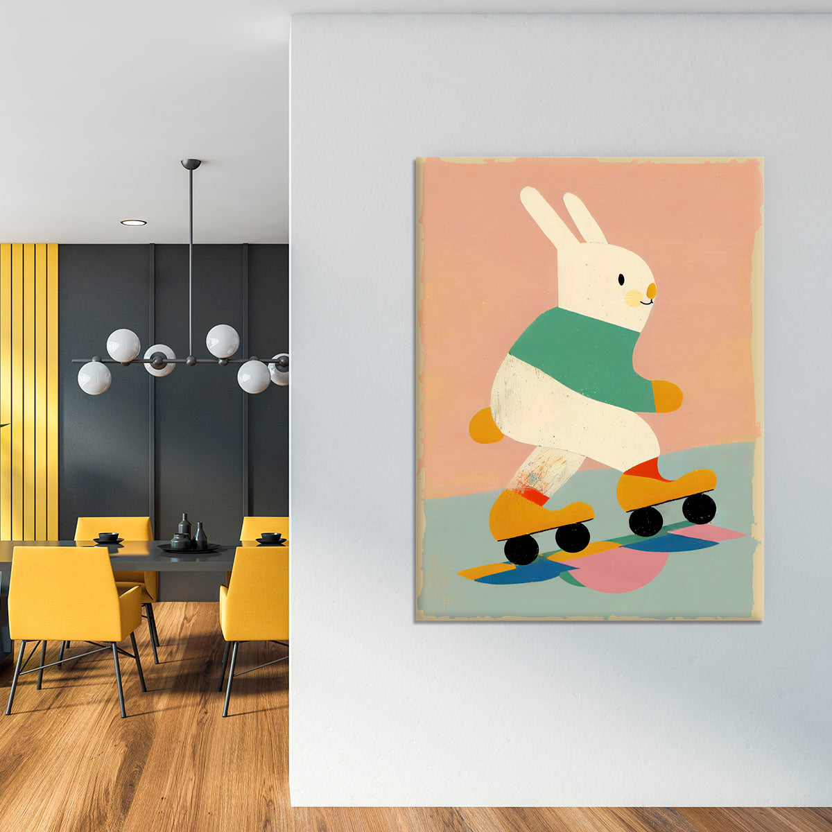 Skating Bunny Canvas Print or Poster - 1x - 4