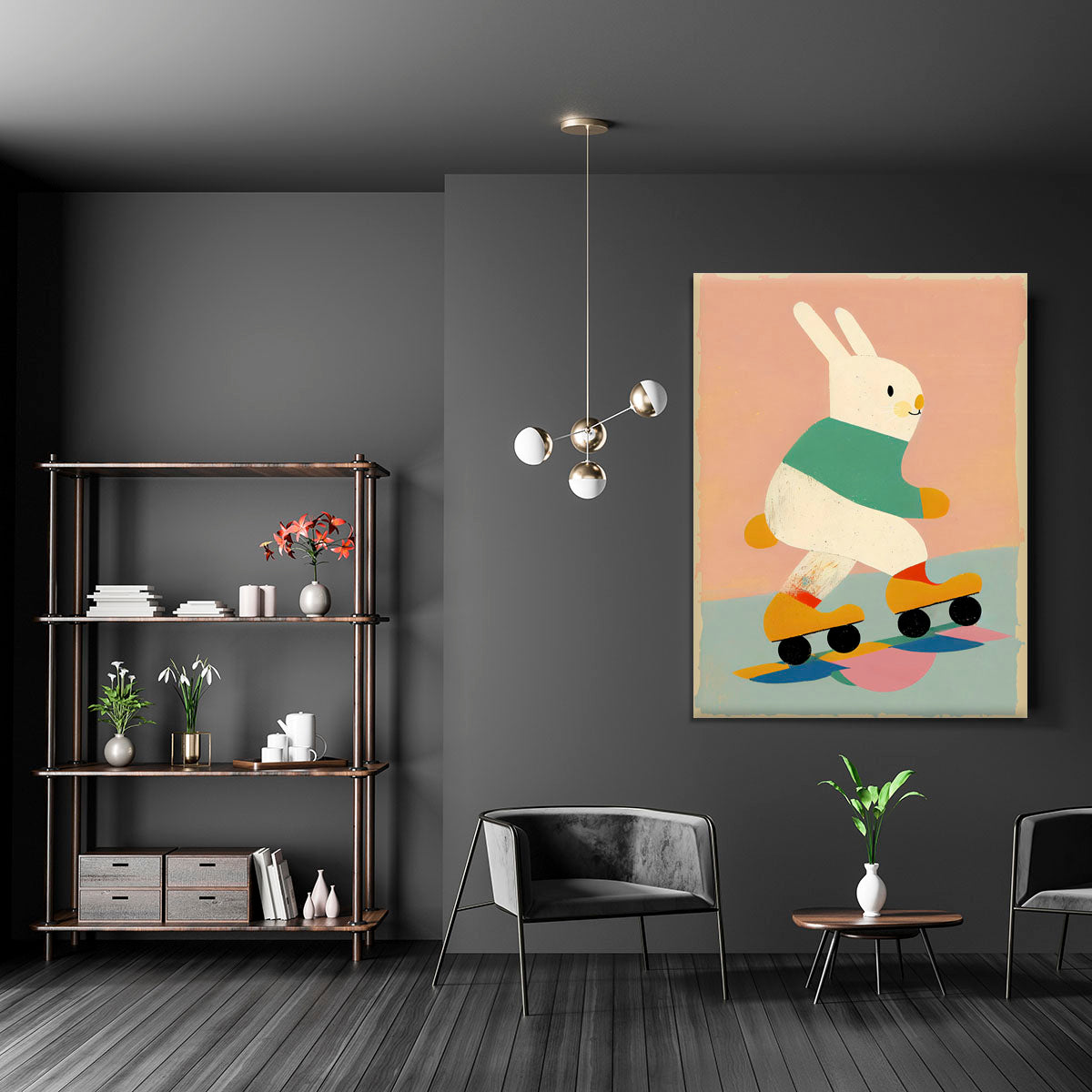 Skating Bunny Canvas Print or Poster - 1x - 5