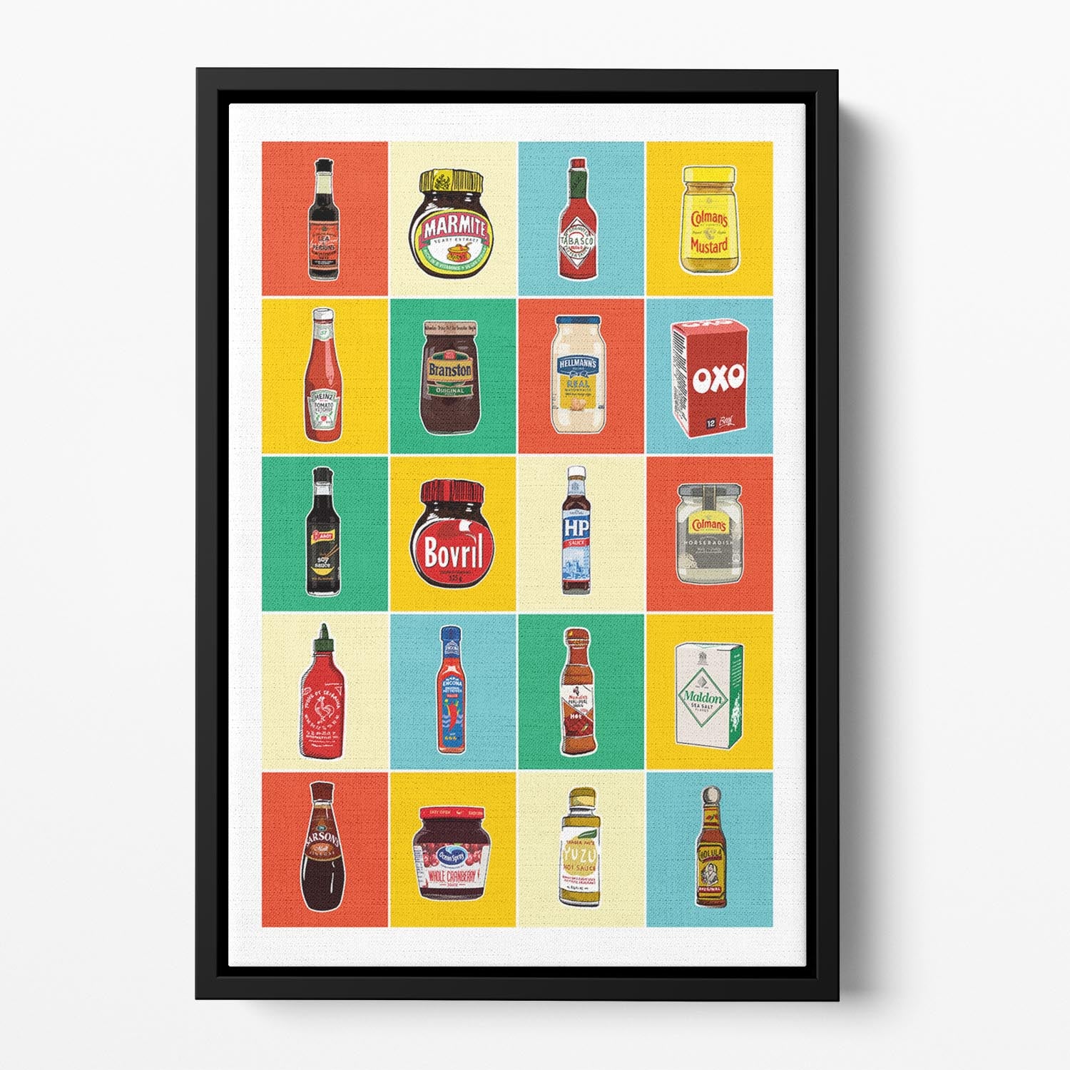 Taxonomy of Condiments Floating Framed Canvas - Canvas Art Rocks - 2