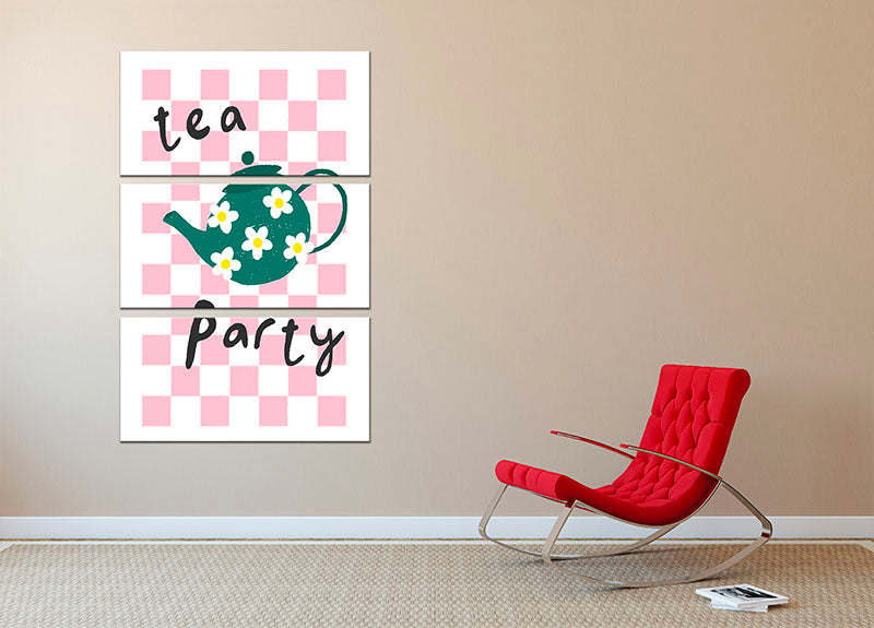 Tea Party 3 Split Panel Canvas Print - Canvas Art Rocks - 2