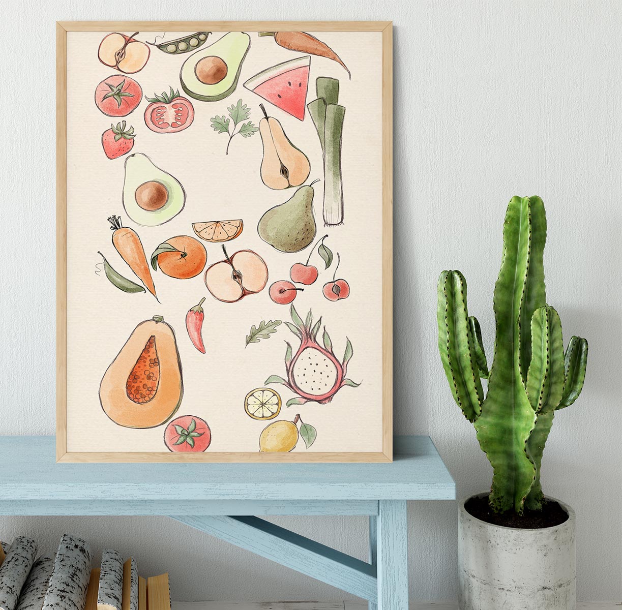 Tropical Vegetable illustration Lock Framed Print - Canvas Art Rocks - 4