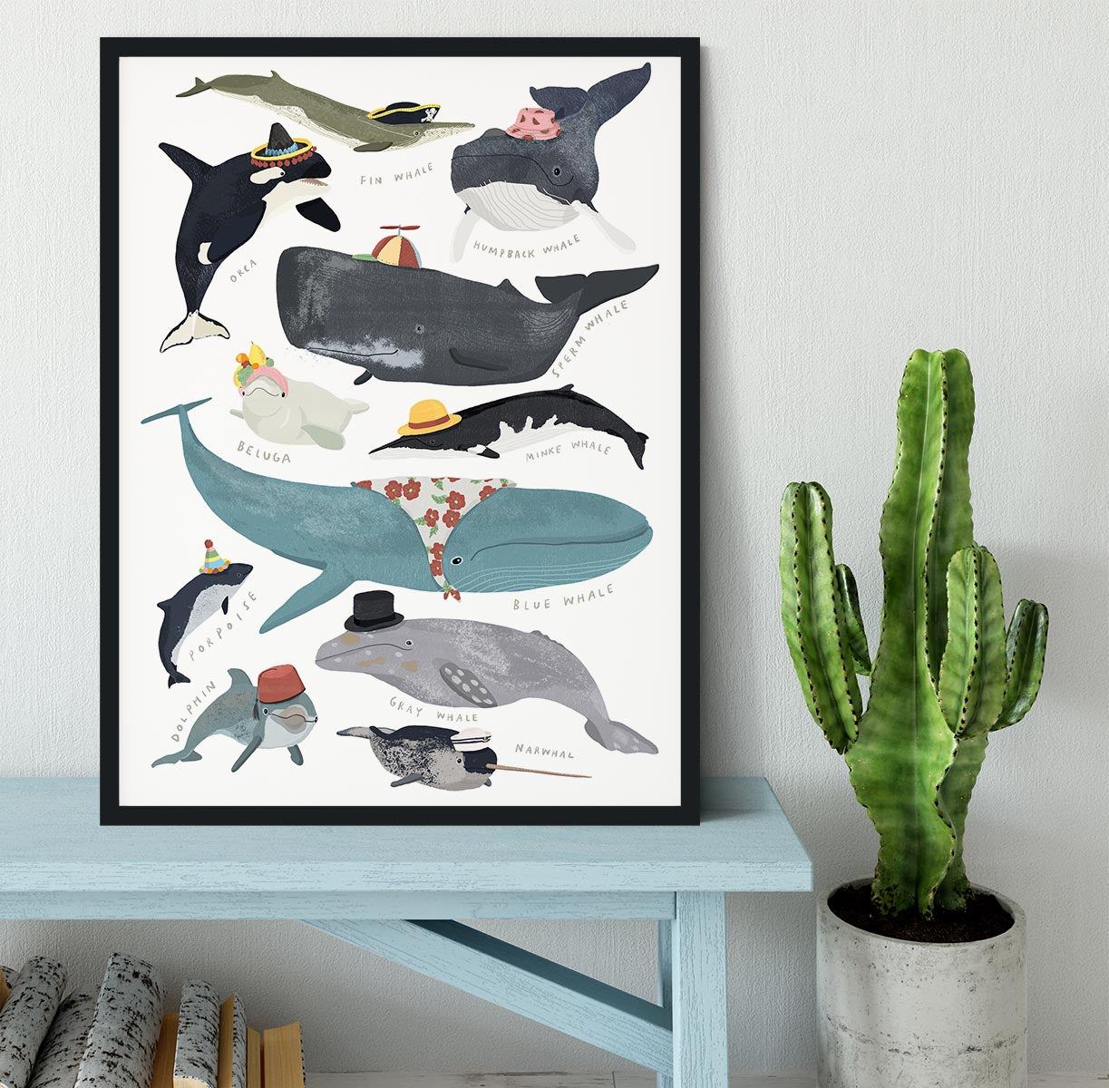 Whales In Hats Framed Print - 1x - 2