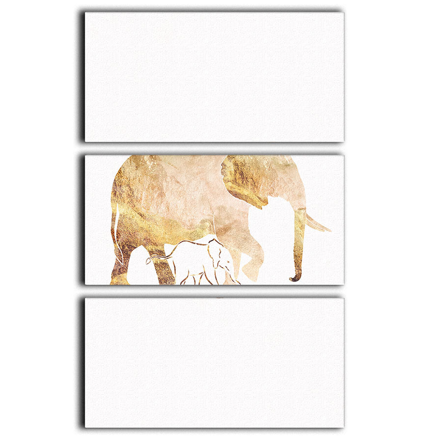 White Gold Elephant 3 Split Panel Canvas Print - 1x - 1