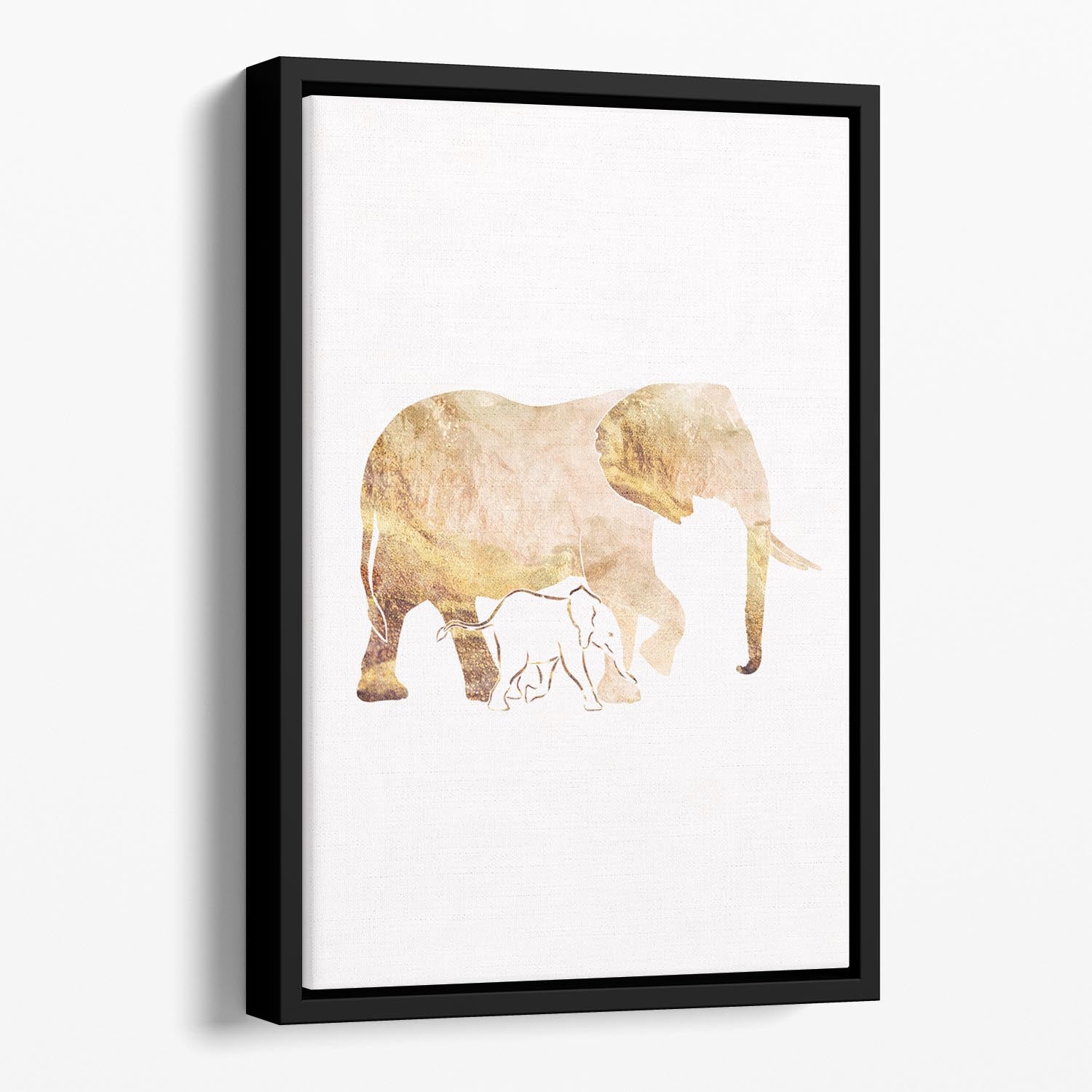 White Gold Elephant Floating Framed Canvas - 1x - 1
