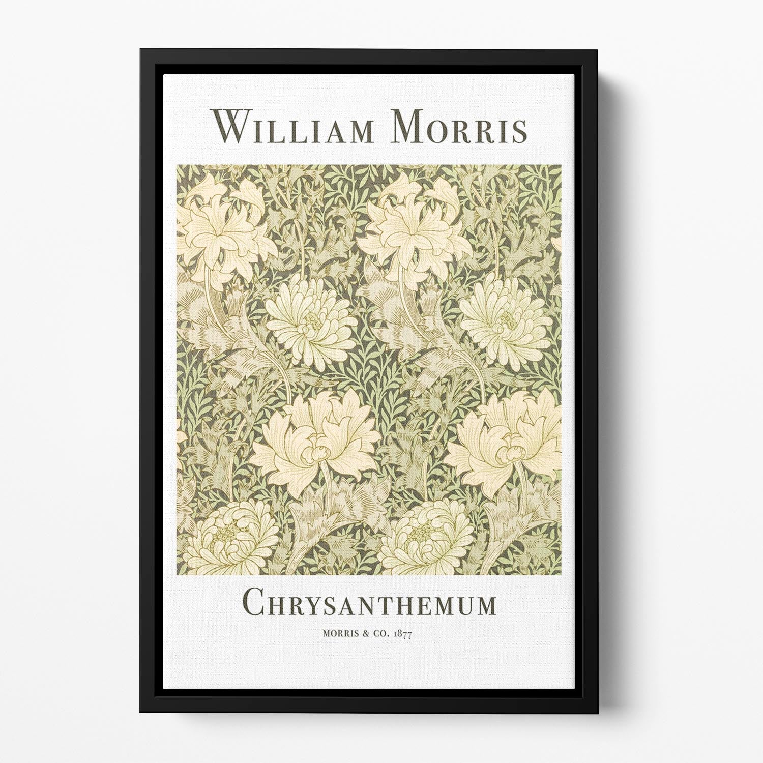 William Morris Chrysanthemum Floating Framed Canvas - Canvas Art Rocks - 2