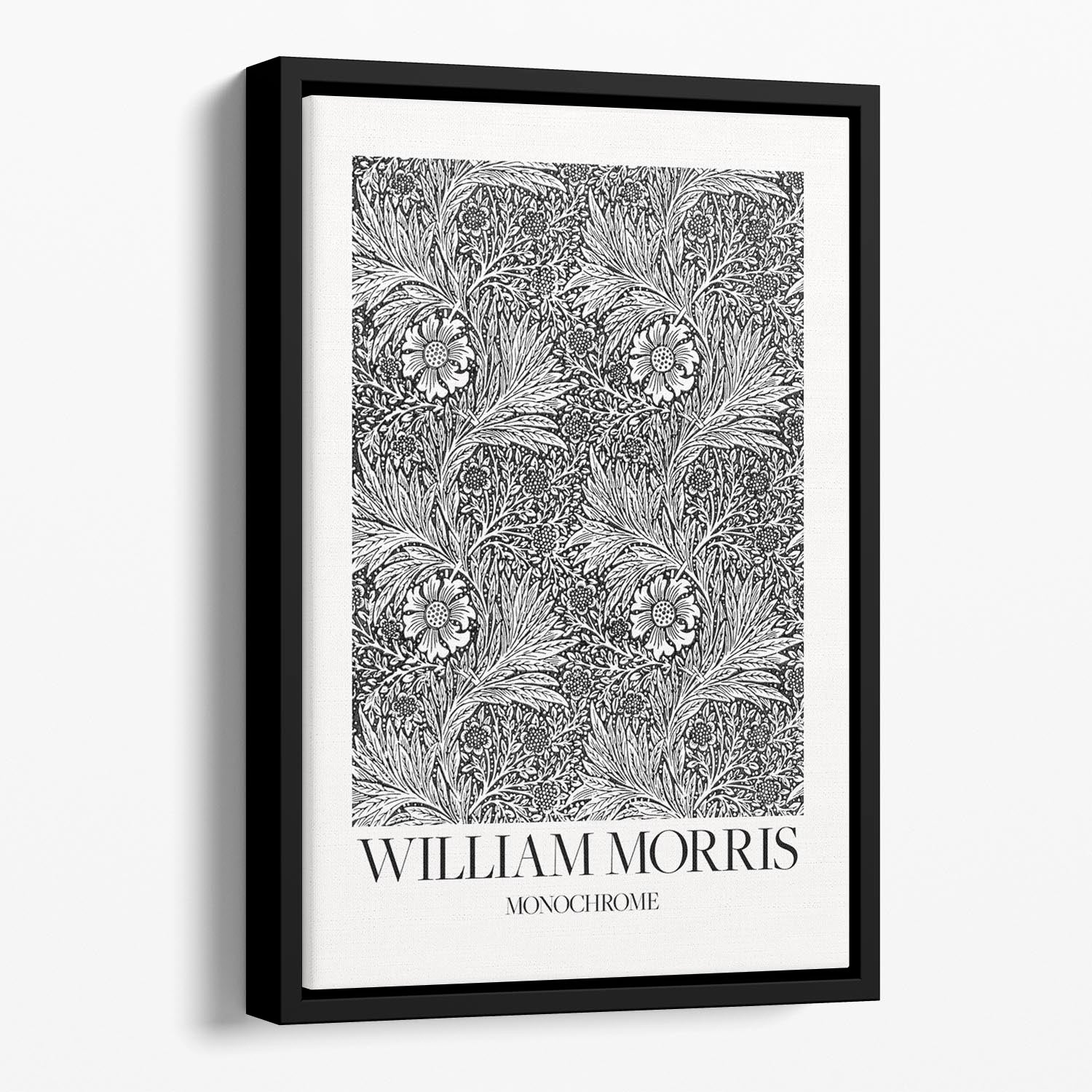 William Morris Marigold Monochrome Floating Framed Canvas - Canvas Art Rocks - 1