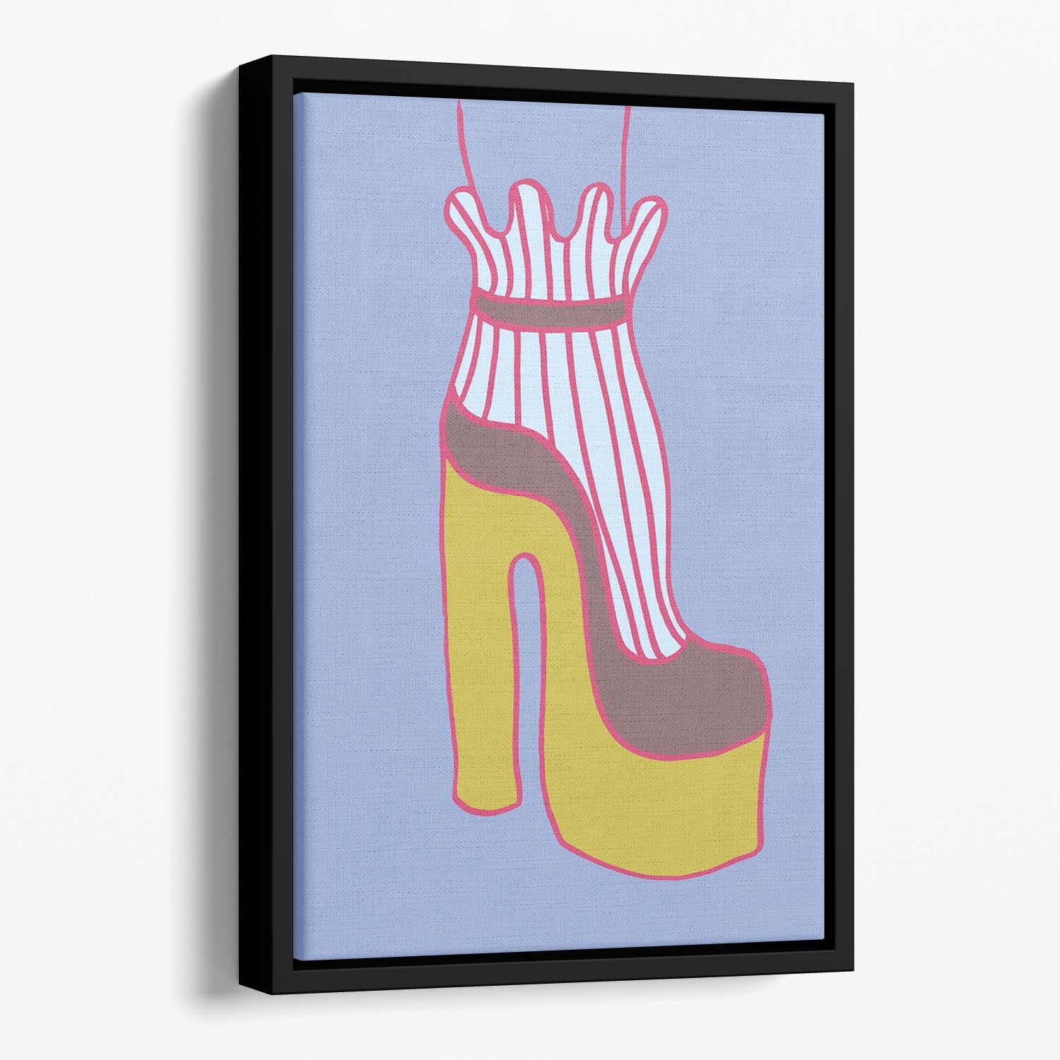 Yellow Heel Blue Floating Framed Canvas - 1x - 1