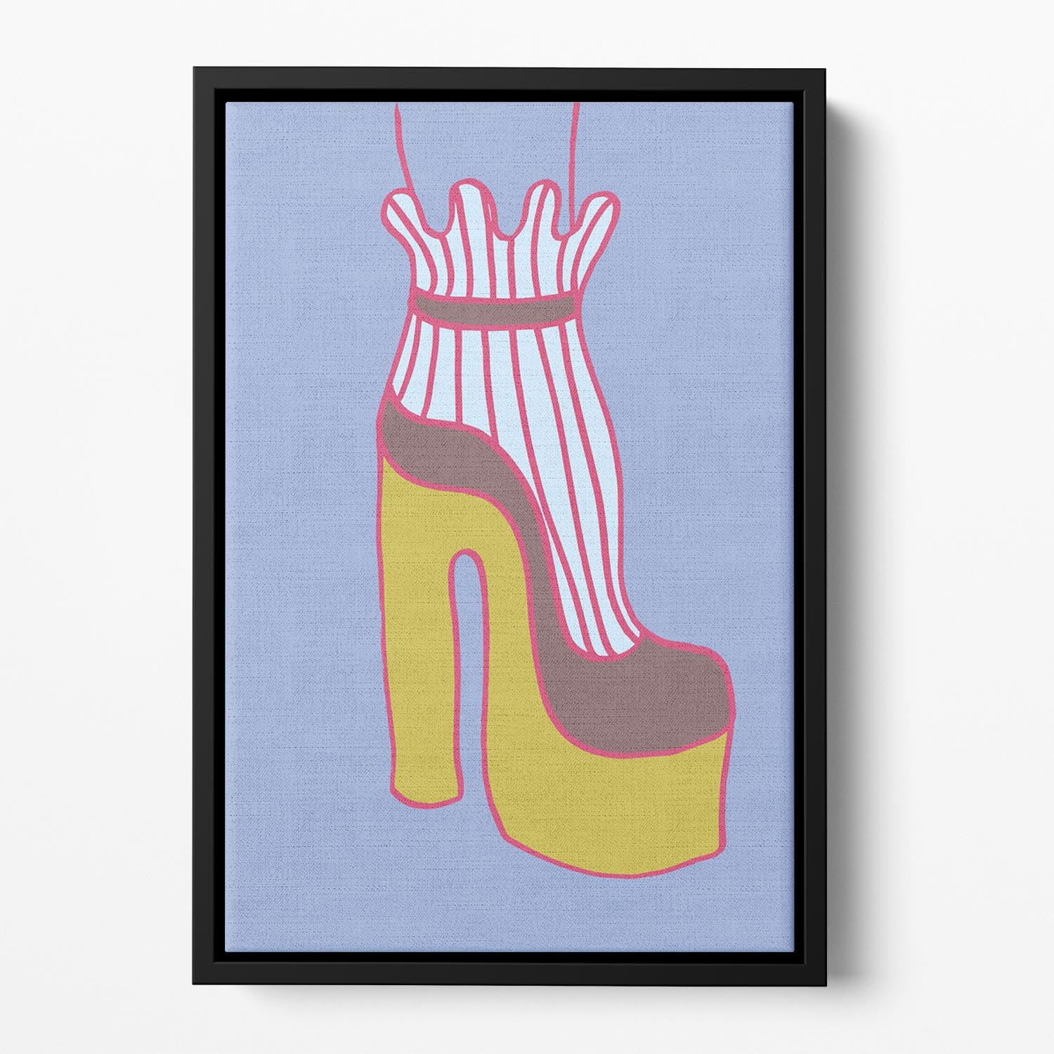 Yellow Heel Blue Floating Framed Canvas - 1x - 2