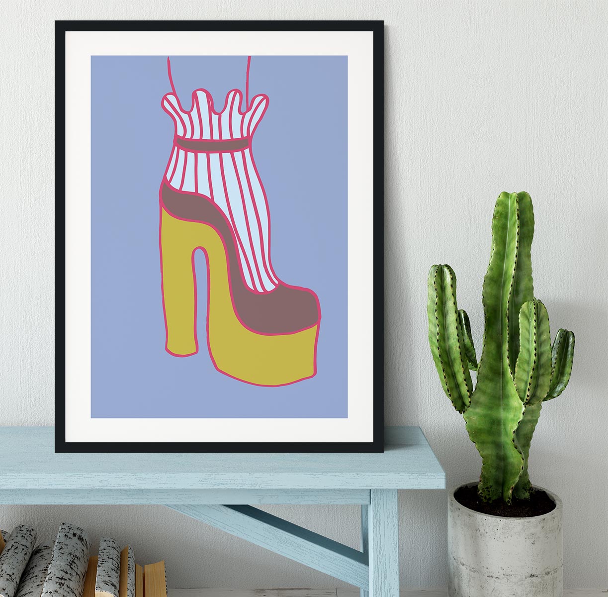 Yellow Heel Blue Framed Print - 1x - 1