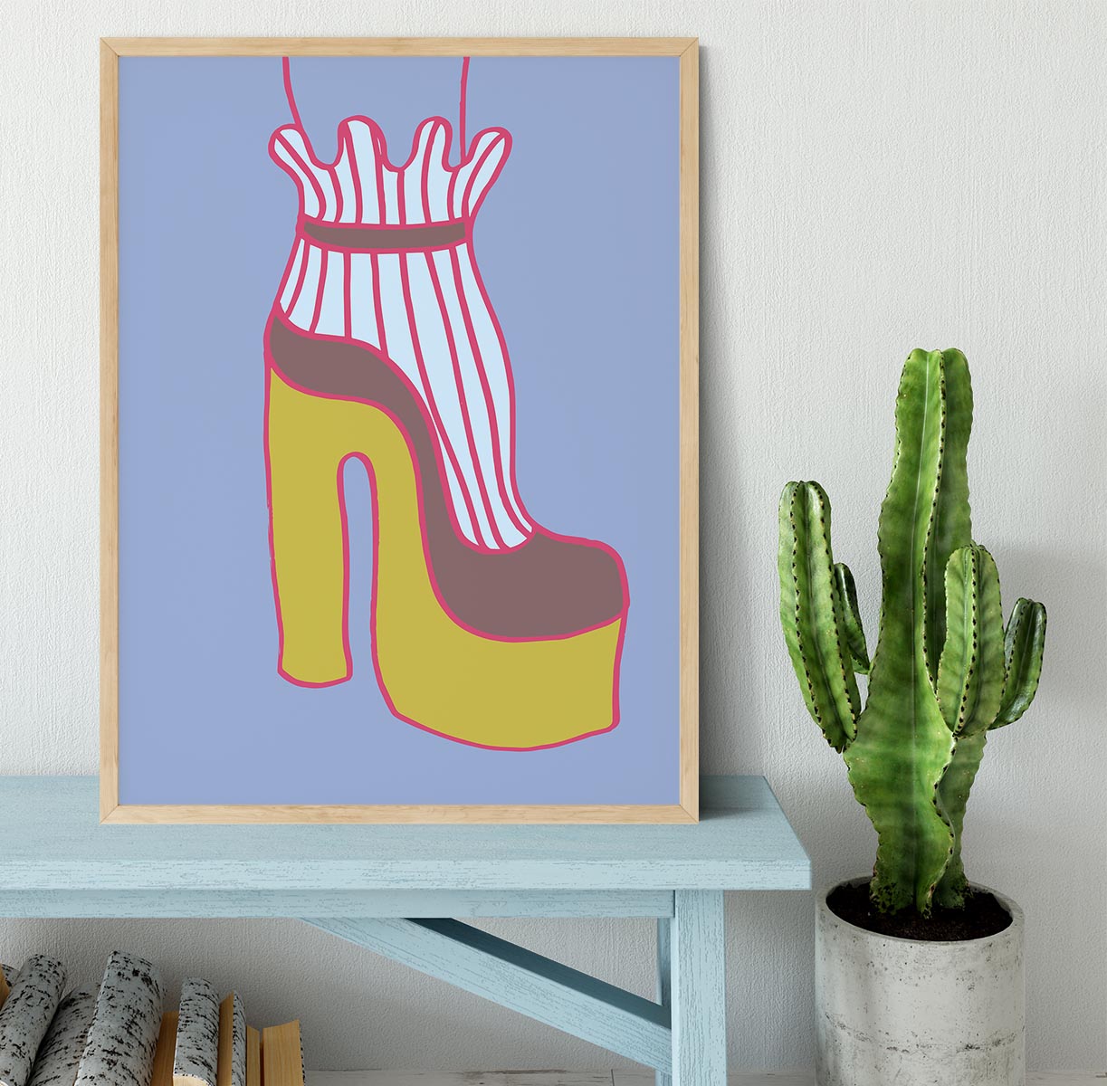 Yellow Heel Blue Framed Print - 1x - 4