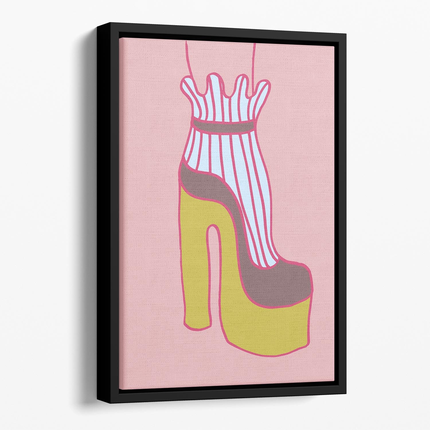 Yellow Heel Red Floating Framed Canvas - 1x - 1