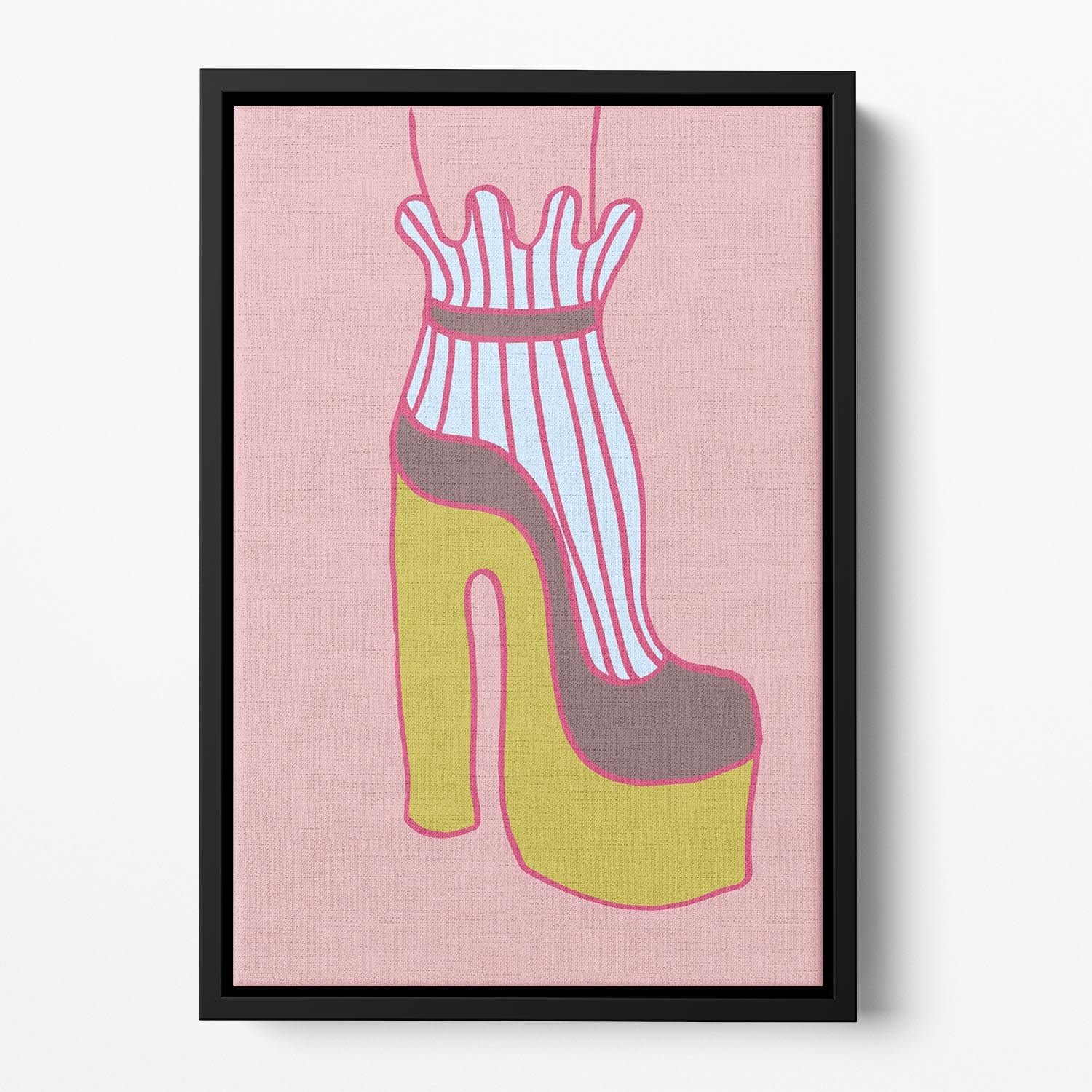 Yellow Heel Red Floating Framed Canvas - 1x - 2