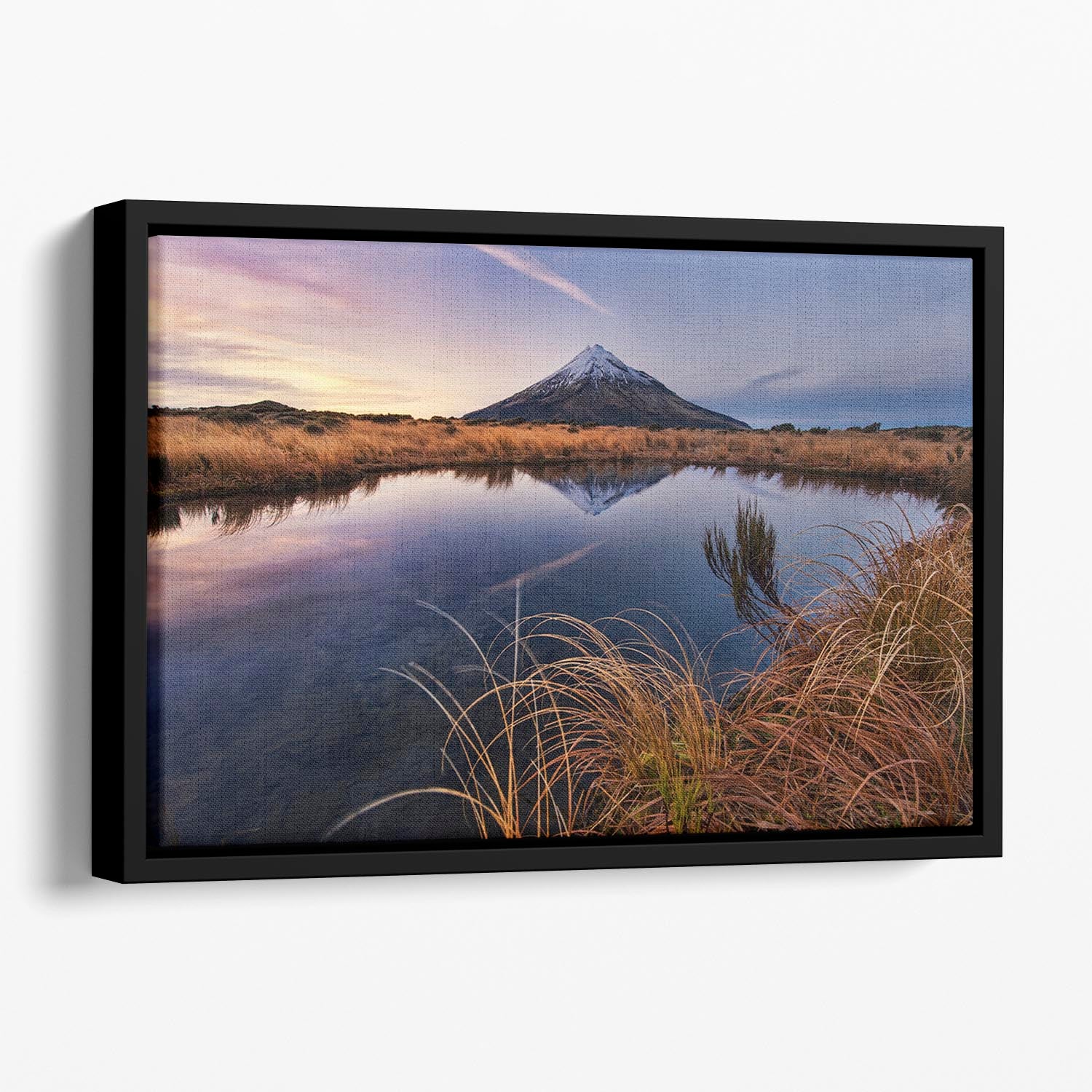 Mount Taranaki Morning Breeze Floating Framed Canvas - Canvas Art Rocks - 1