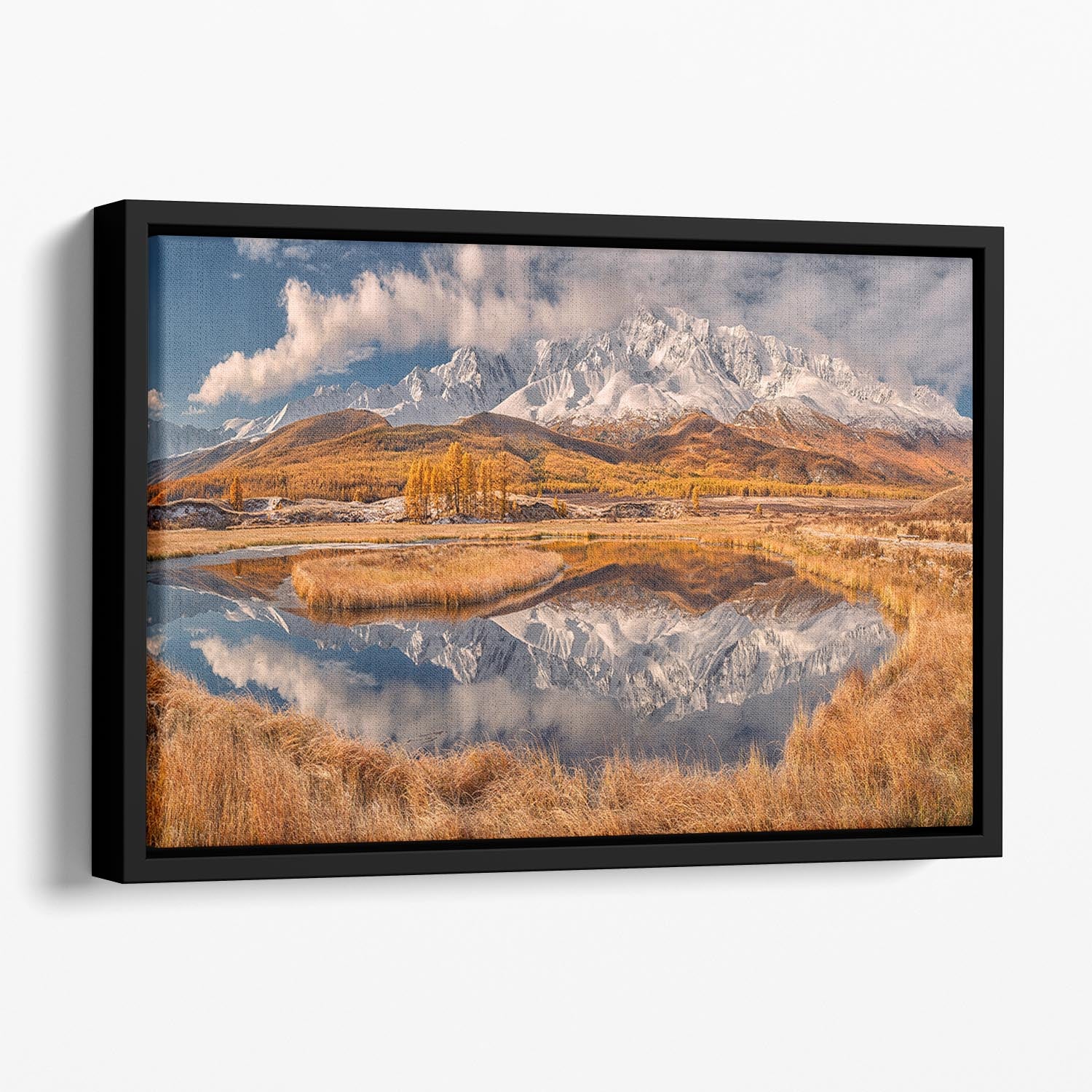 Mirror For Mountains Floating Framed Canvas - Canvas Art Rocks - 1