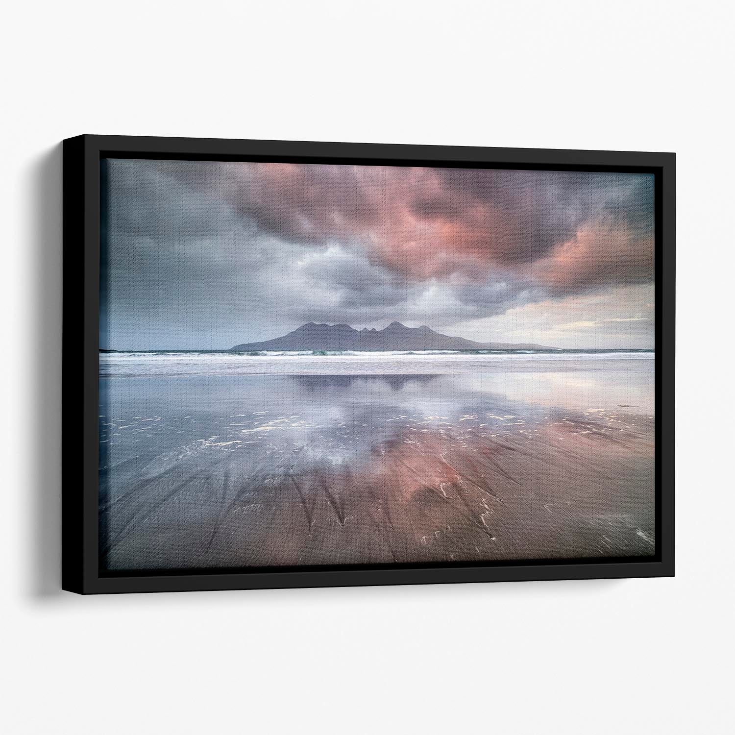 Laig Beach Floating Framed Canvas - Canvas Art Rocks - 1