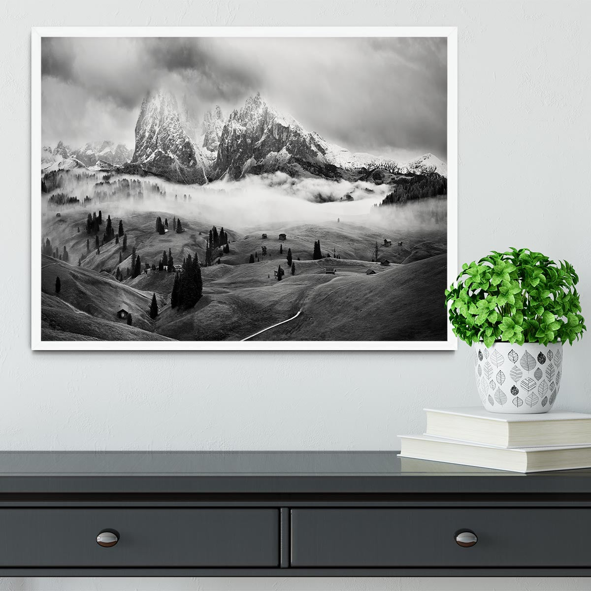 Foggy Dolomites Framed Print - Canvas Art Rocks -6