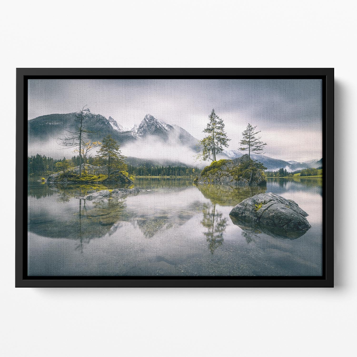 Rainy Morning At Hintersee Bavaria Floating Framed Canvas - Canvas Art Rocks - 2