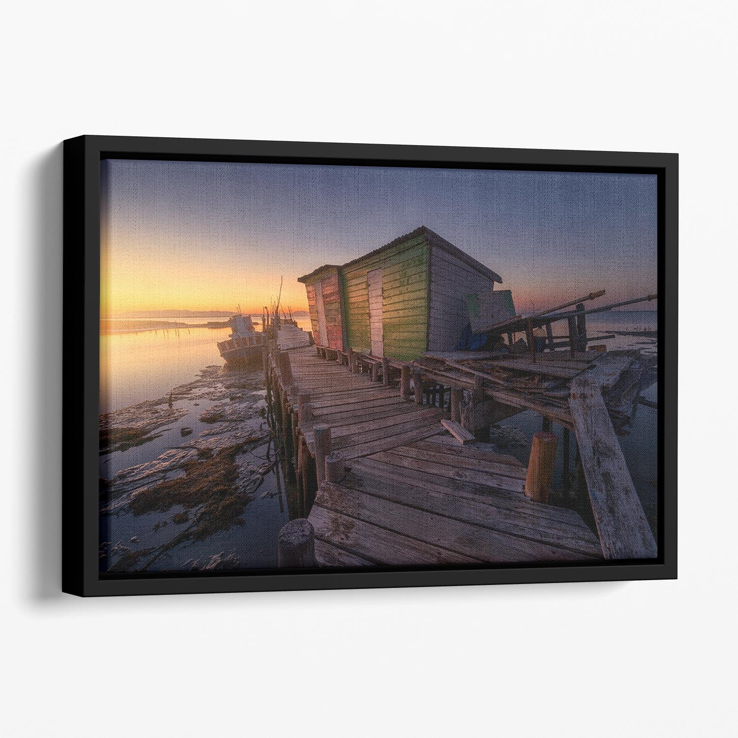 Carrasqueira FishermanaasHouses Floating Framed Canvas - Canvas Art Rocks - 1