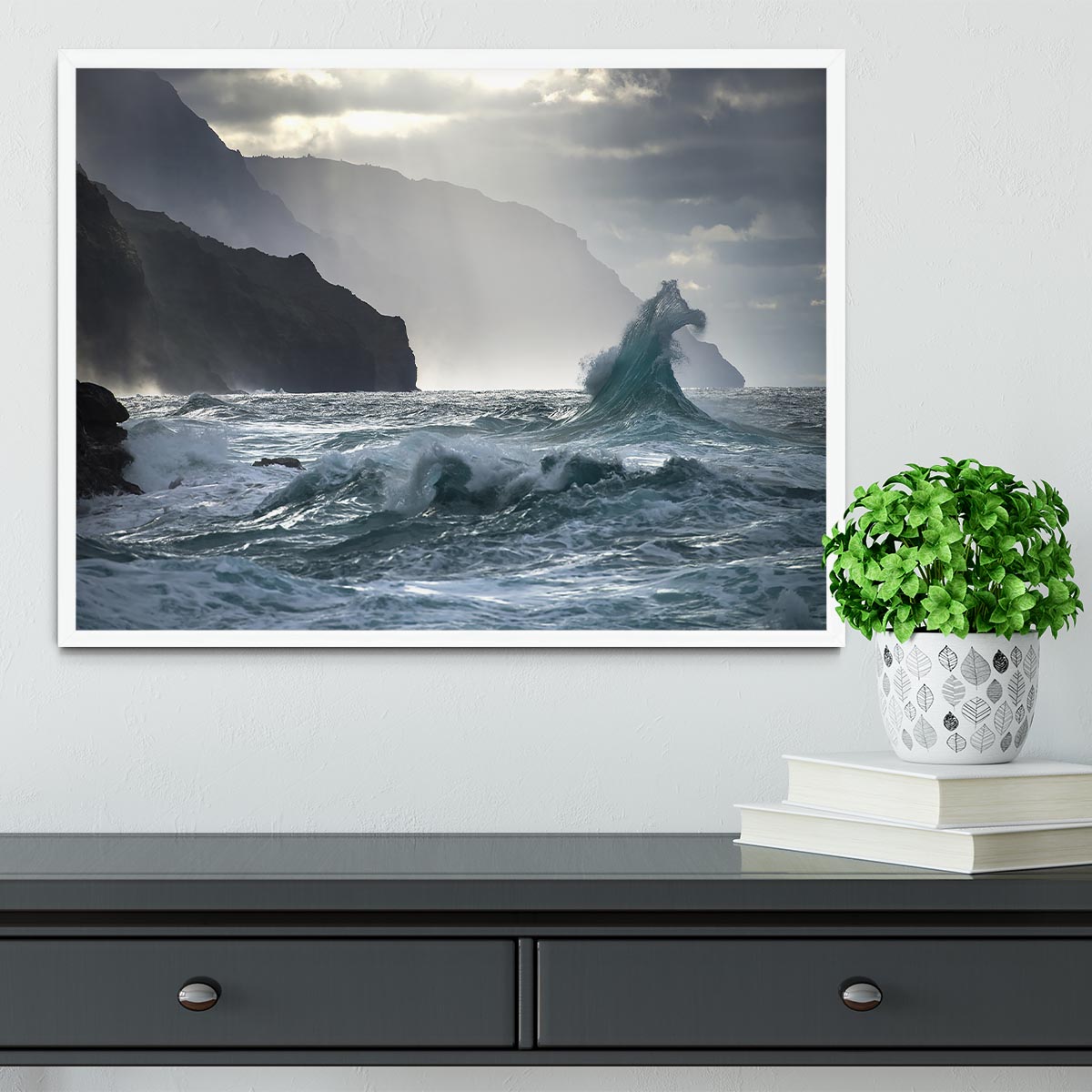 Coastal Waves Framed Print - Canvas Art Rocks -6