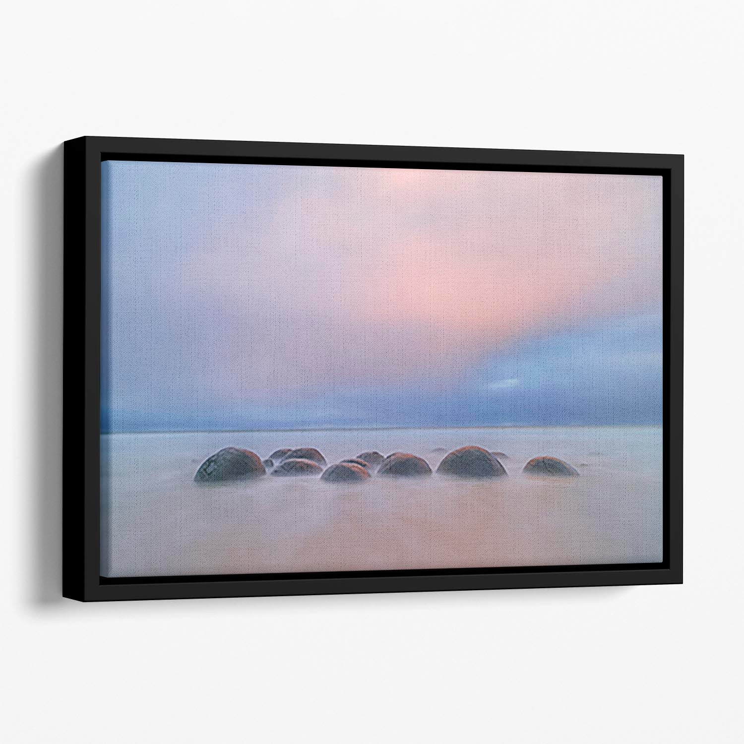 Moeraki Boulders Floating Framed Canvas - Canvas Art Rocks - 1