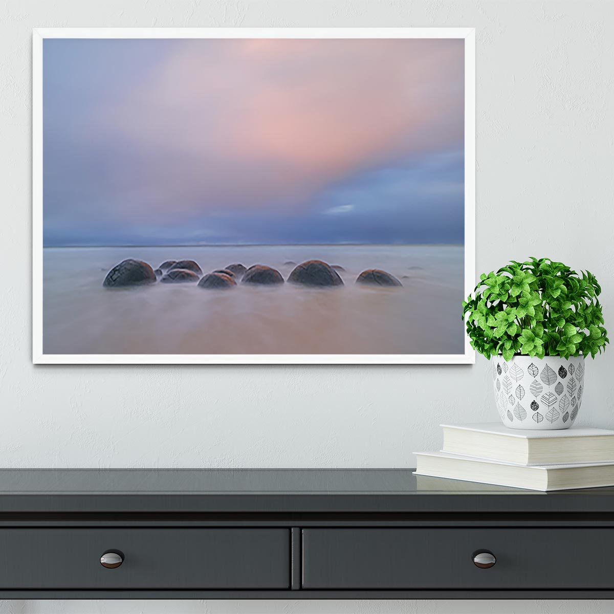 Moeraki Boulders Framed Print - Canvas Art Rocks -6