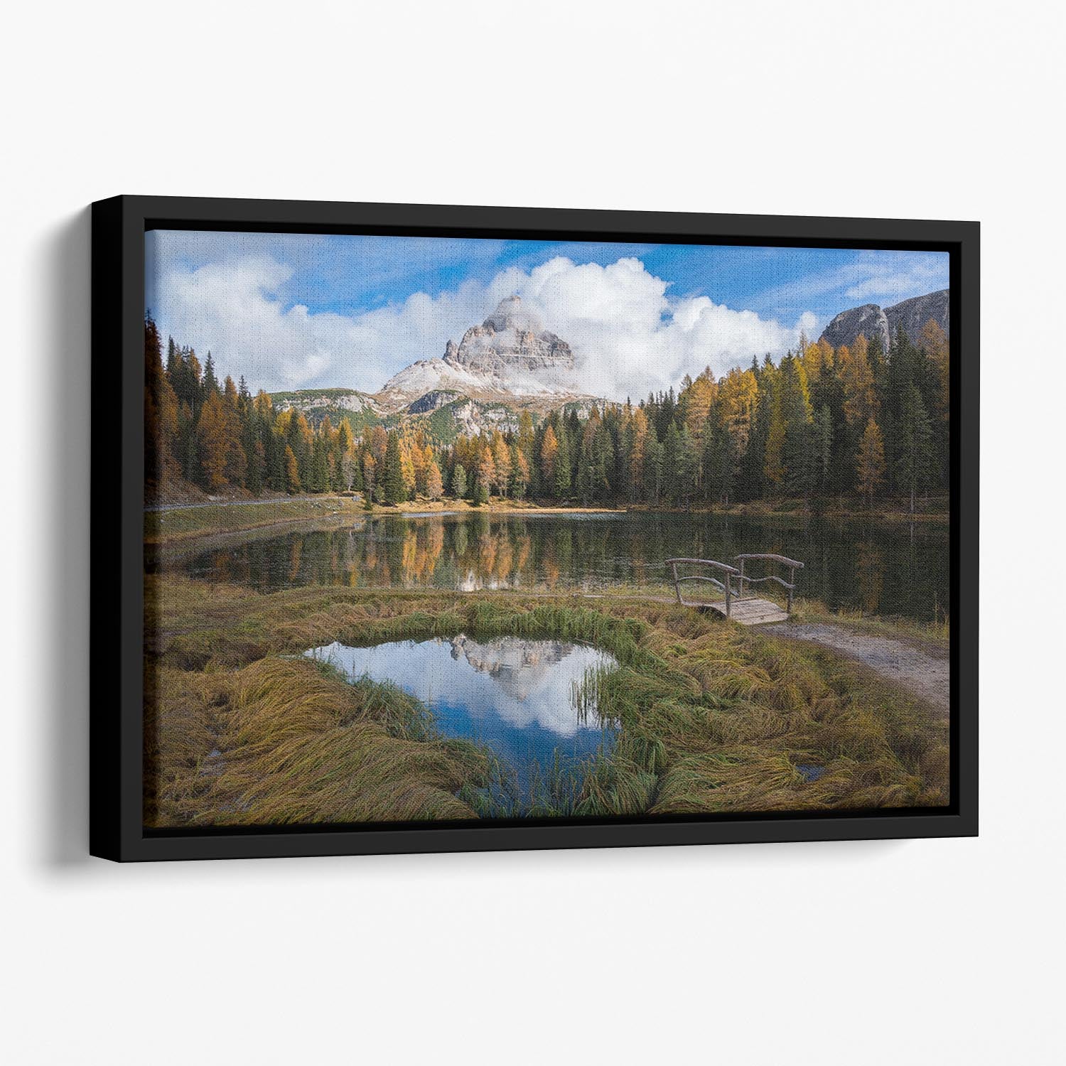 Lake Antorno Floating Framed Canvas - Canvas Art Rocks - 1