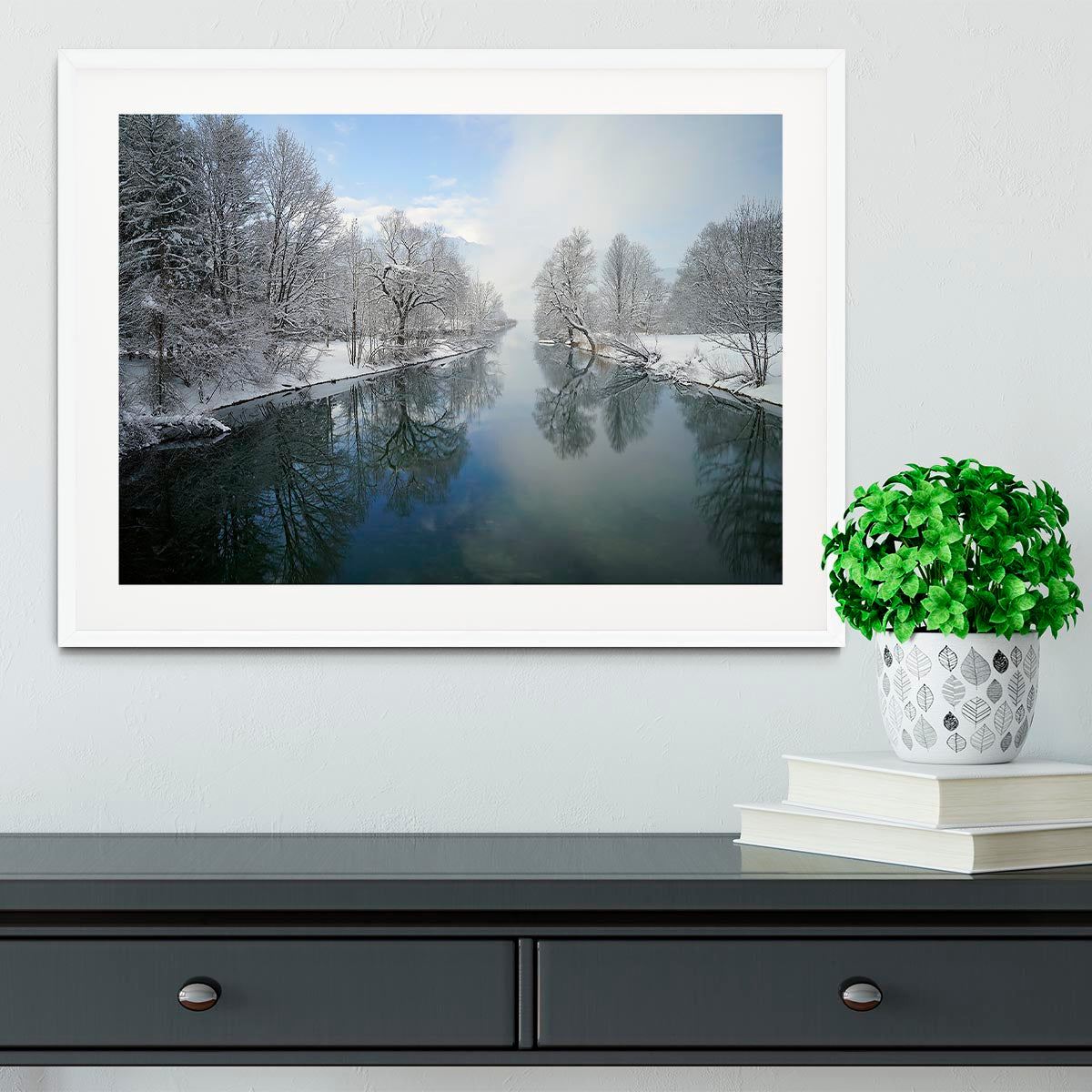 Winter River Framed Print - Canvas Art Rocks - 5