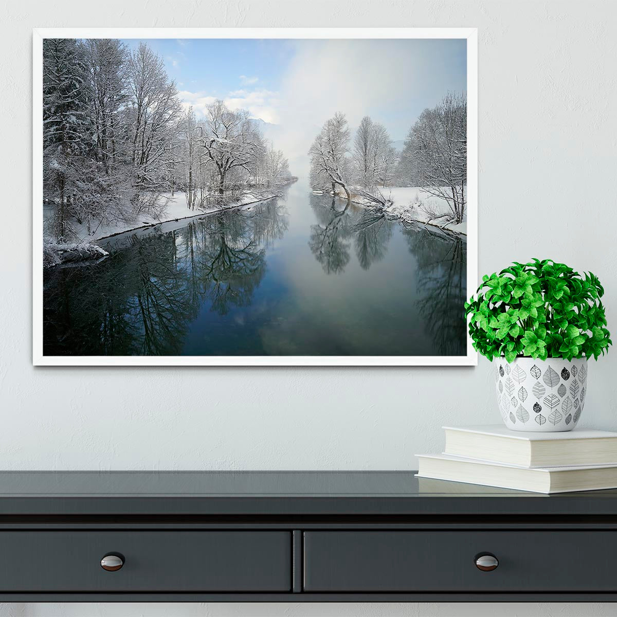 Winter River Framed Print - Canvas Art Rocks -6