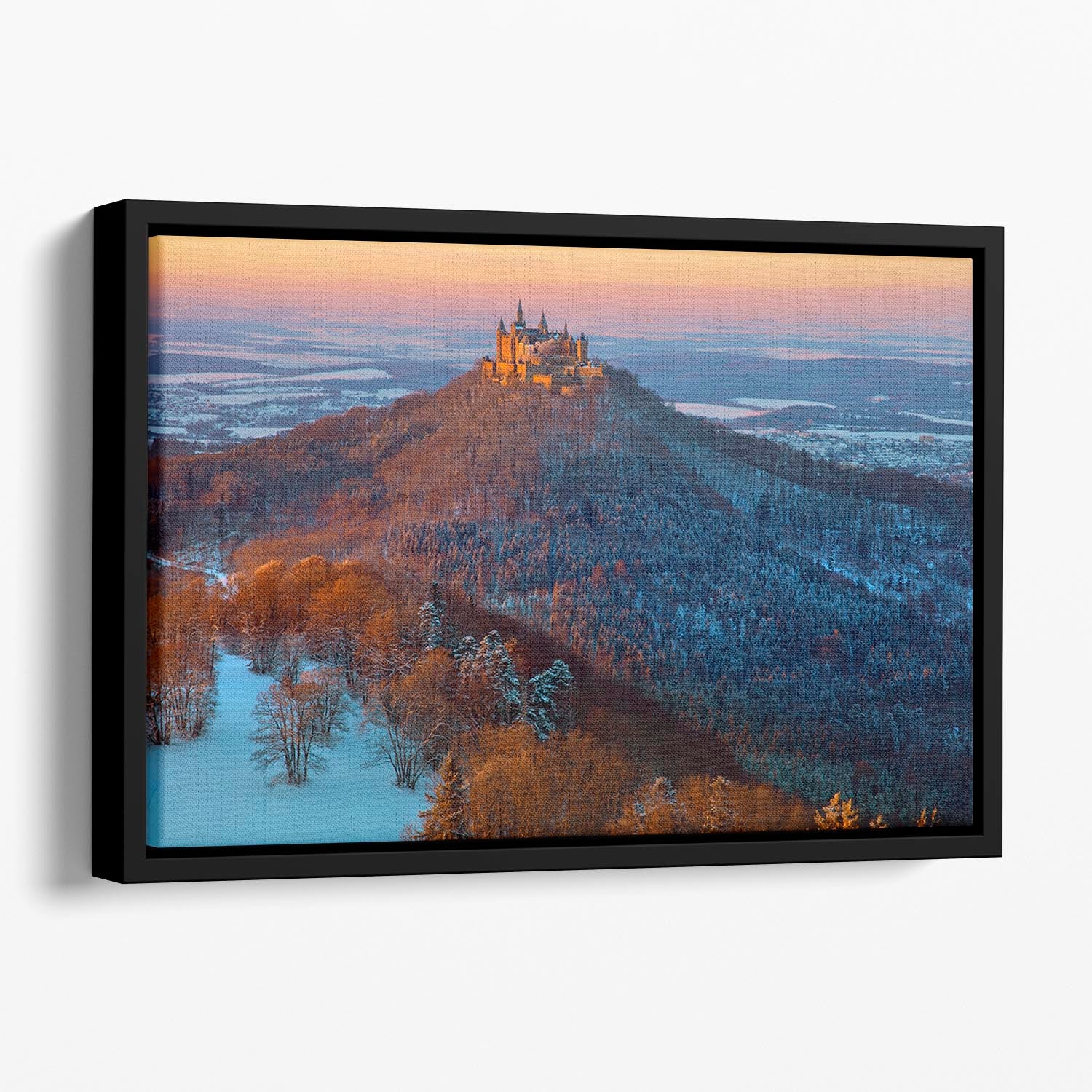 Hohenzollern In Winter Mood Floating Framed Canvas - Canvas Art Rocks - 1