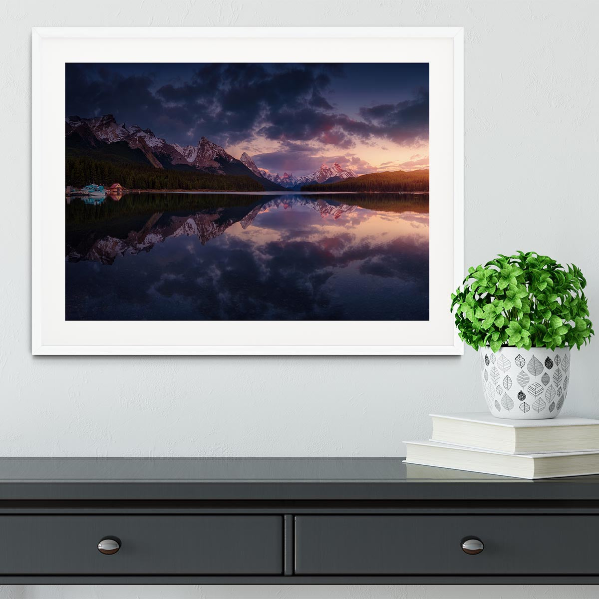 Maligne Mountains Framed Print - Canvas Art Rocks - 5