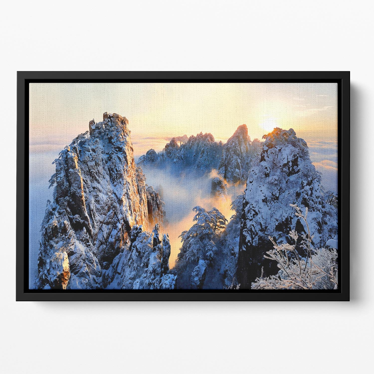 Sunrise At Mt Huang Shan Floating Framed Canvas - Canvas Art Rocks - 2