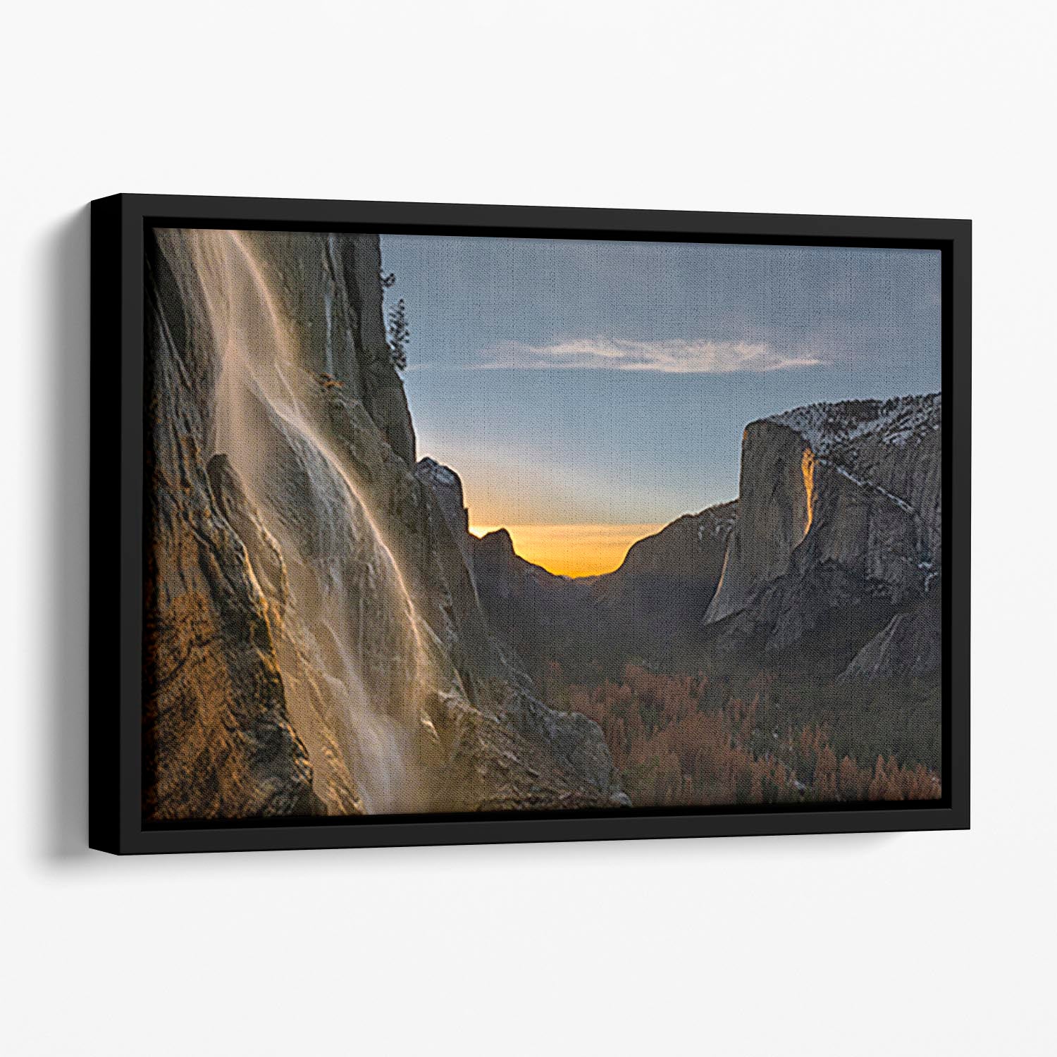 Yosemite Firefall Floating Framed Canvas - Canvas Art Rocks - 1