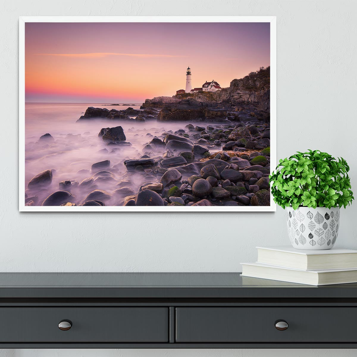 Portland Headlight Framed Print - Canvas Art Rocks -6