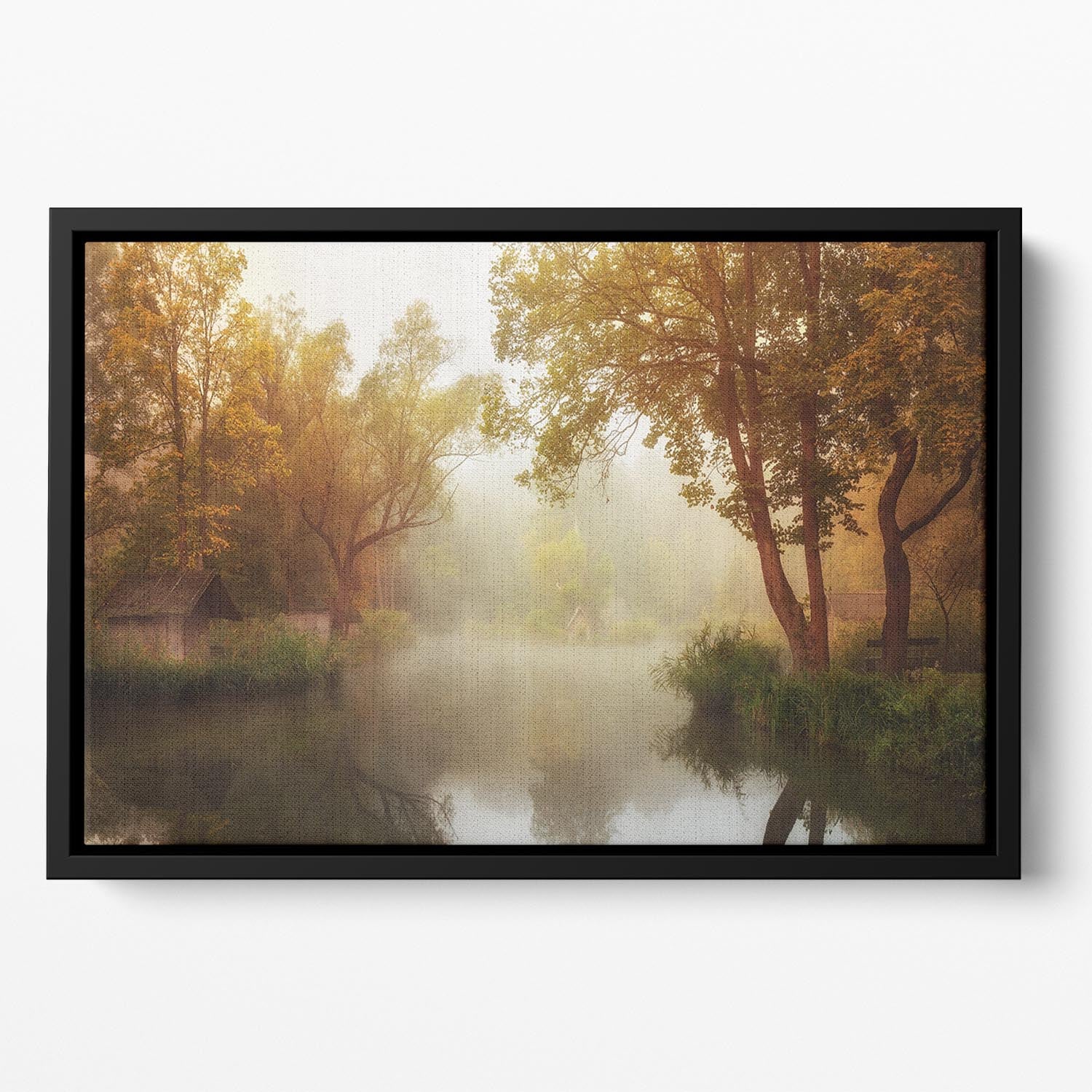 Foggy Autumn Floating Framed Canvas - Canvas Art Rocks - 2