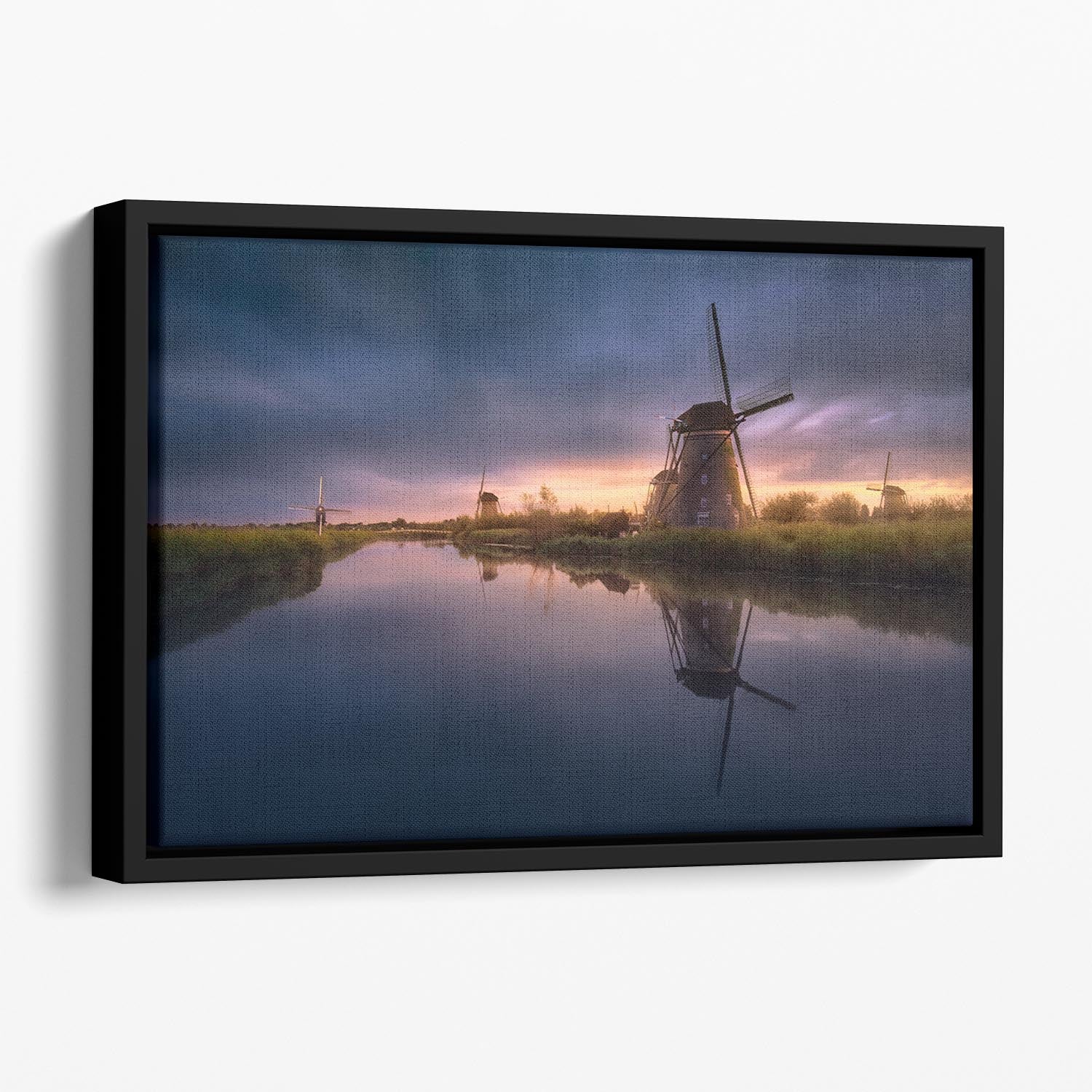 Kinderdijk Windmills Floating Framed Canvas - Canvas Art Rocks - 1