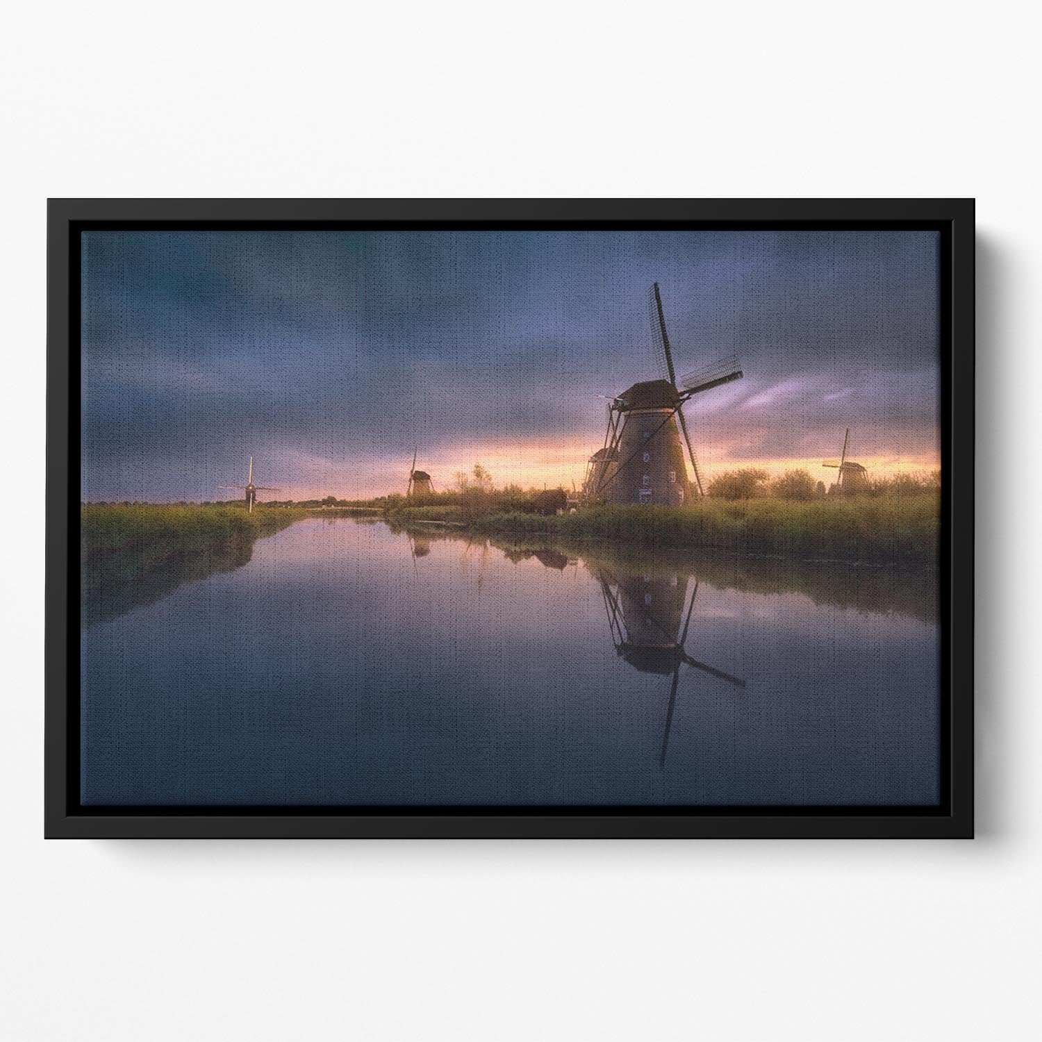 Kinderdijk Windmills Floating Framed Canvas - Canvas Art Rocks - 2