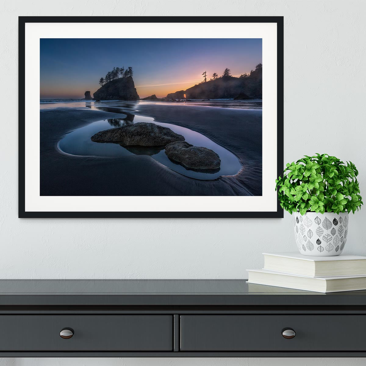 Twilight At Second Beach Framed Print - Canvas Art Rocks - 1