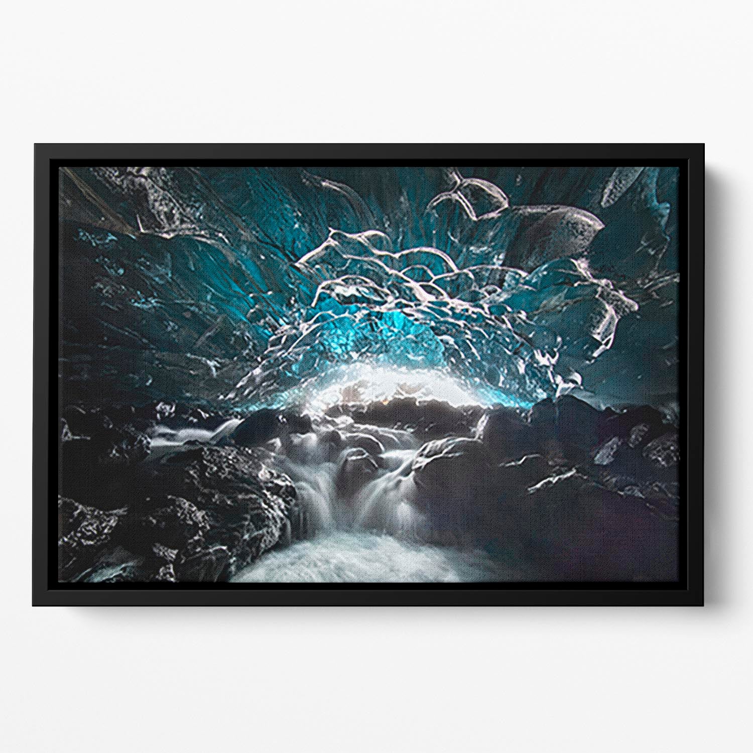 Blue Glacier Cave Floating Framed Canvas - Canvas Art Rocks - 2